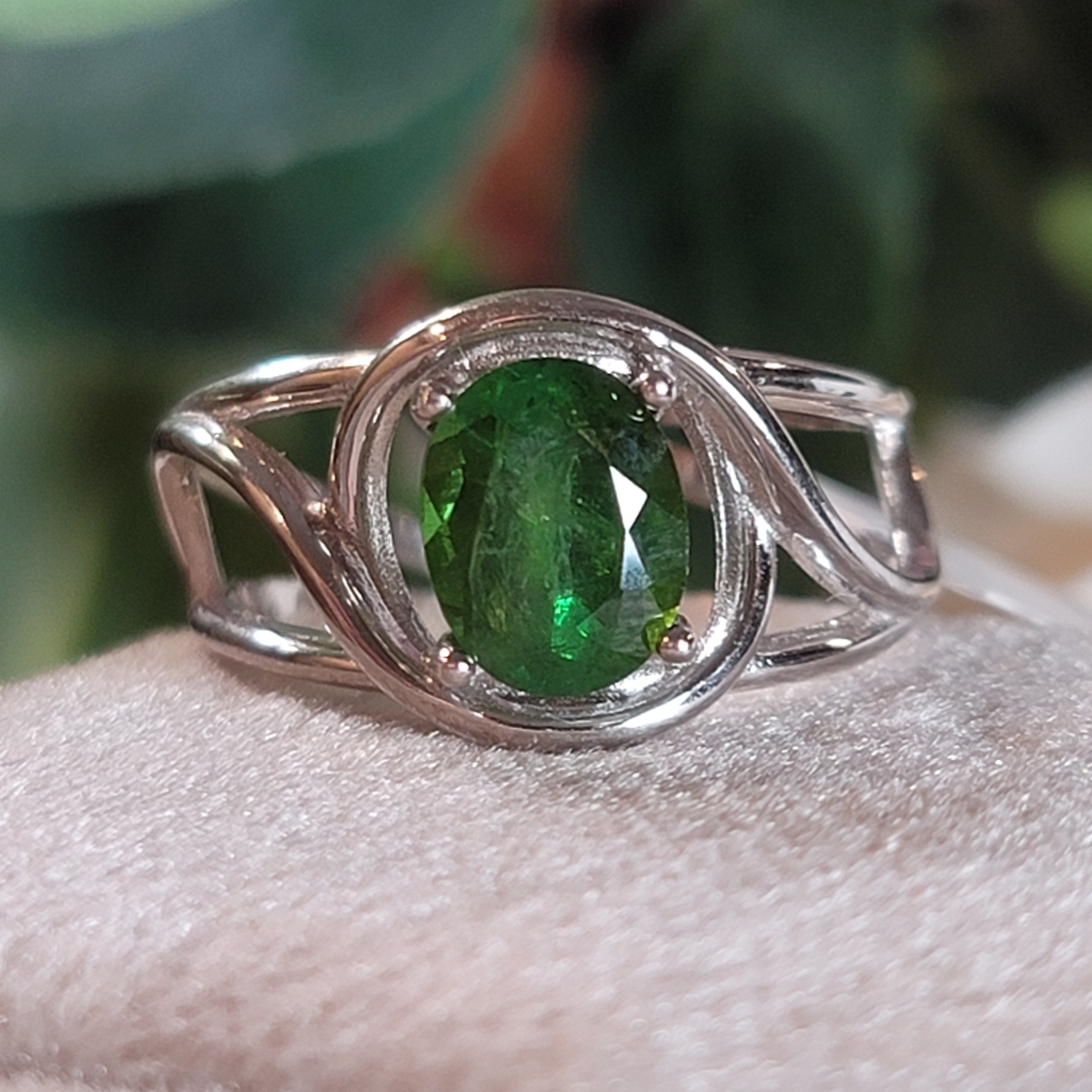 Tourmaline Finger Cuff Adjustable Ring .925 Silver for Awareness, Communication and Meditation