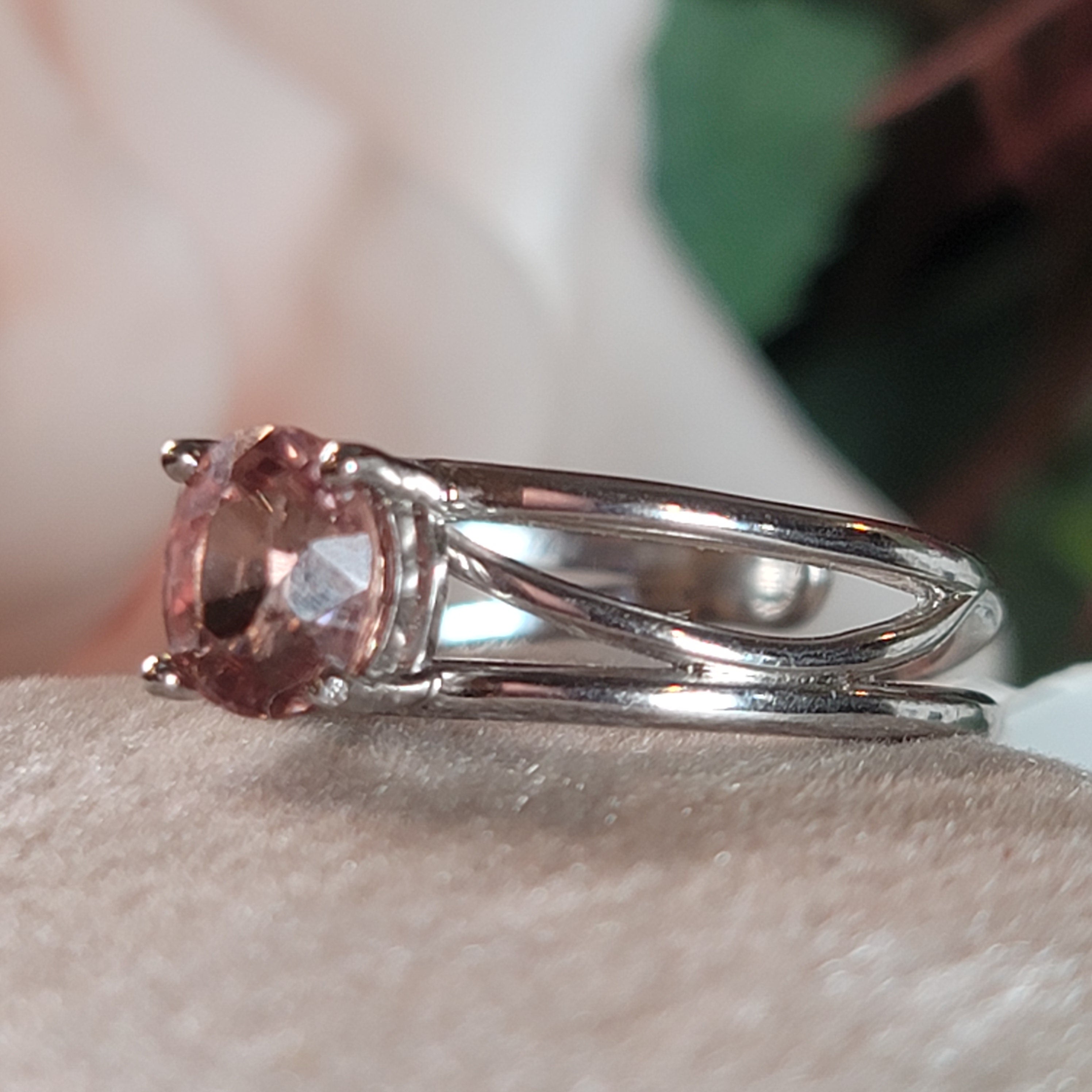 Pink Tourmaline Finger Cuff Adjustable Ring .925 Silver for Joy, Kindness and Love