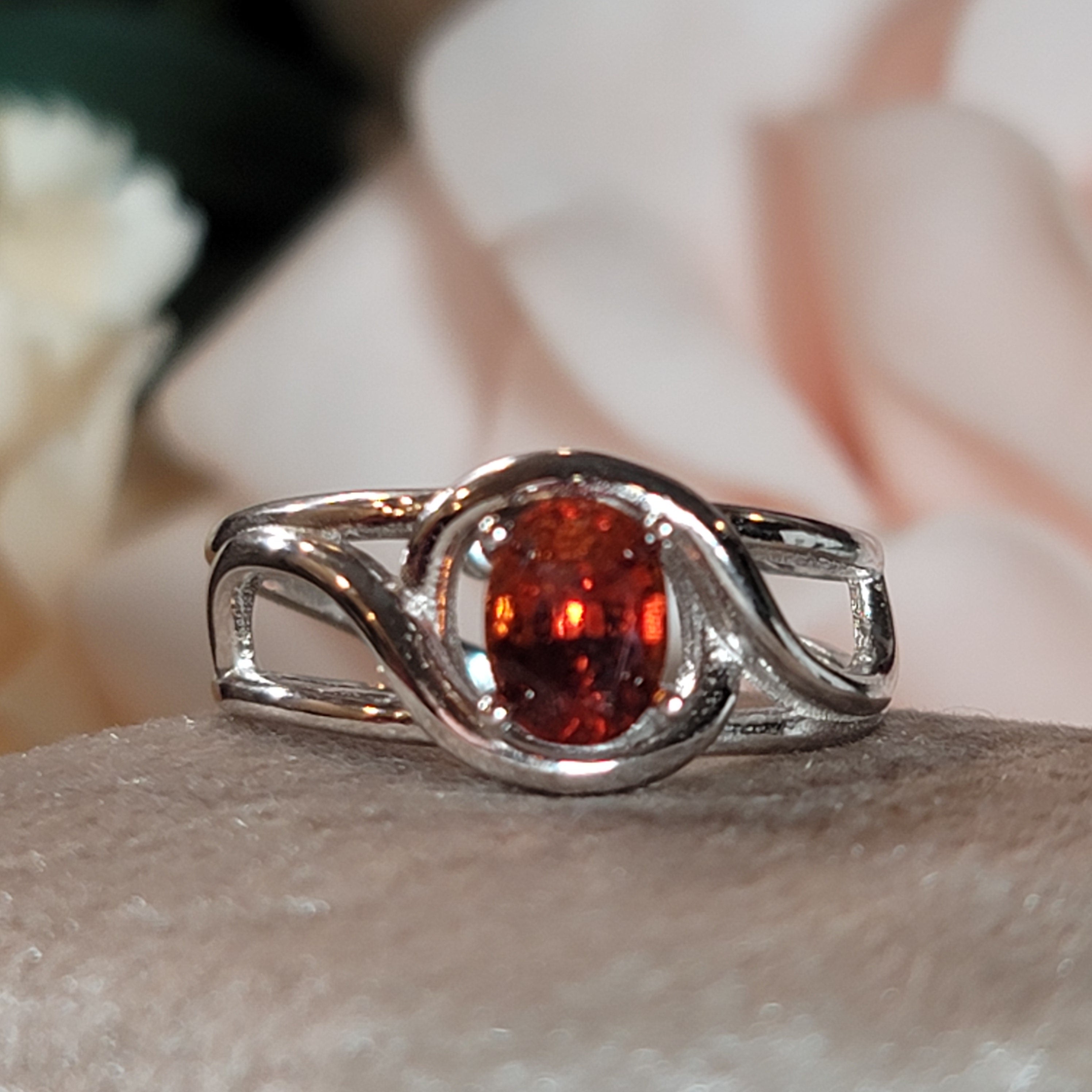 Bastnasite Cuff Ring .925 Silver for Enhancement of Trauma Healing & Releasing Energy