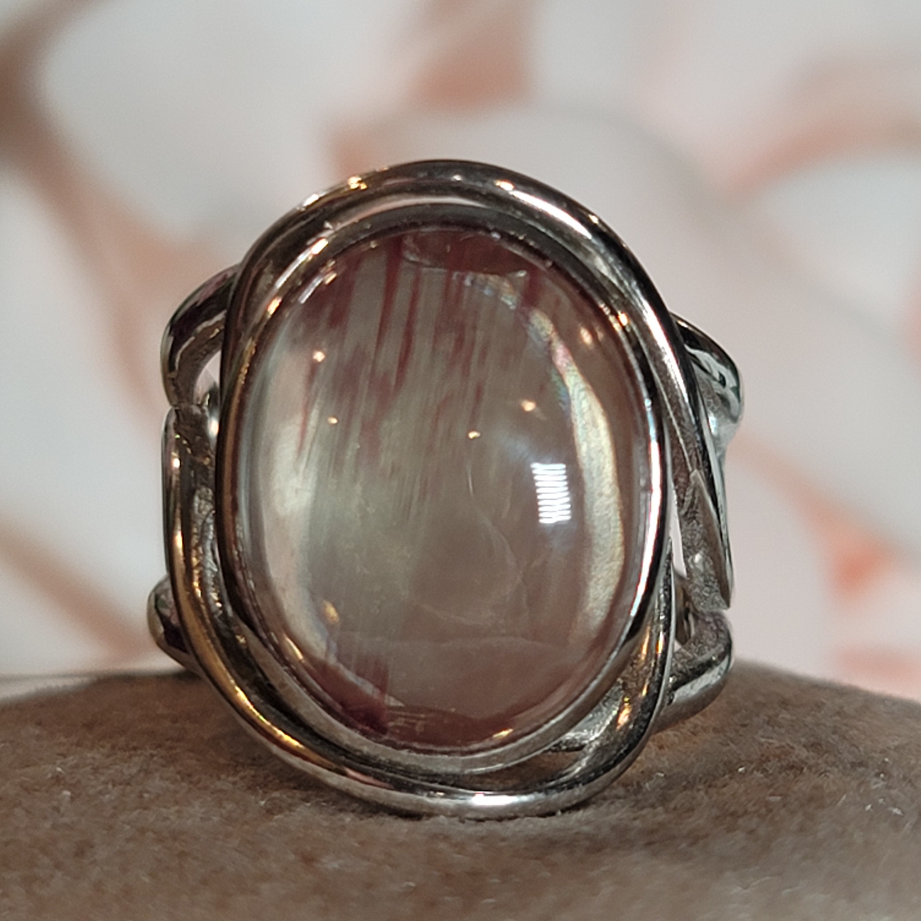 Andesine Golden Labradorite Adjustable Cuff Ring .925 Silver for Elevating your Consciousness