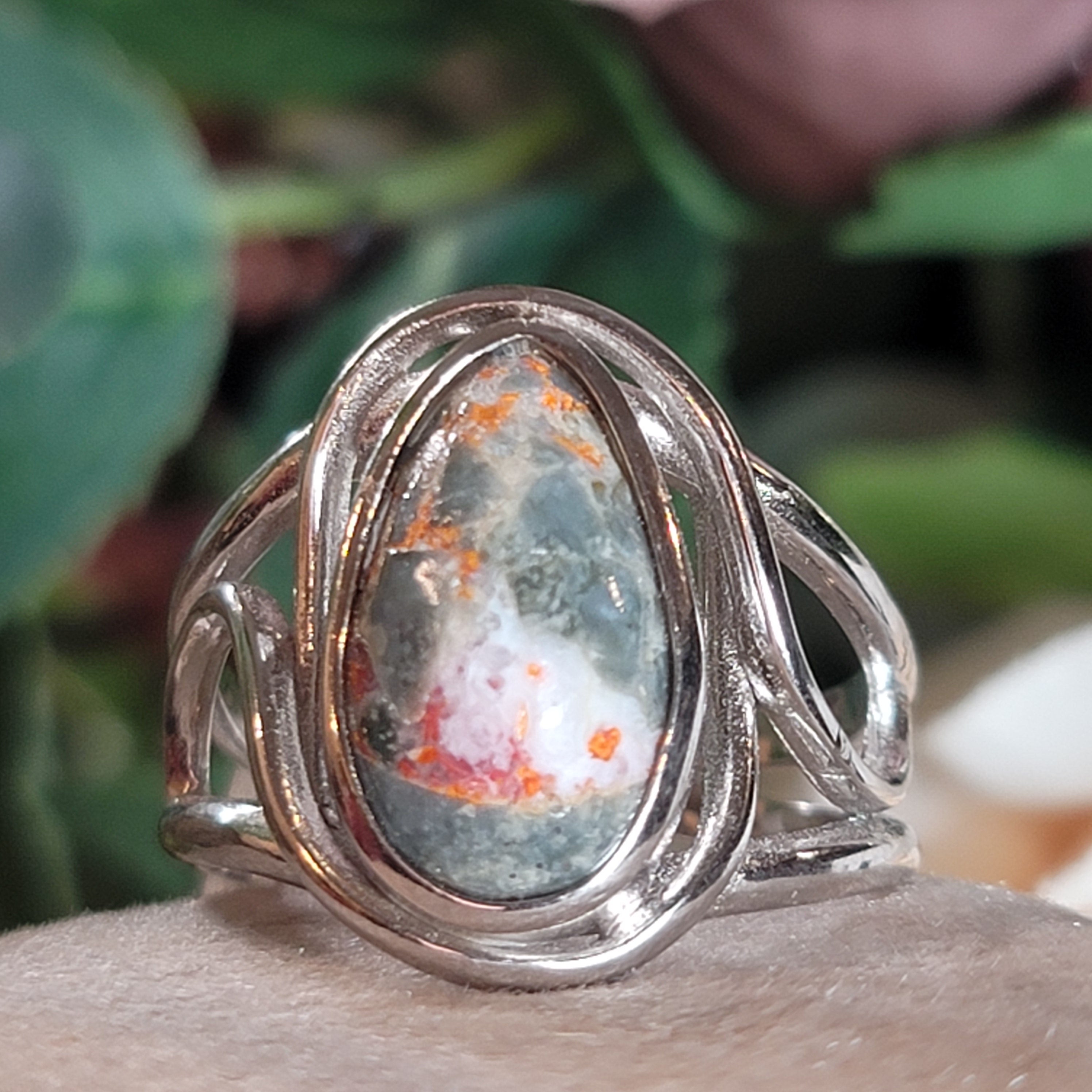 Magma Chalcedony Adjustable Cuff Ring .925 Silver for Promoting Creativity