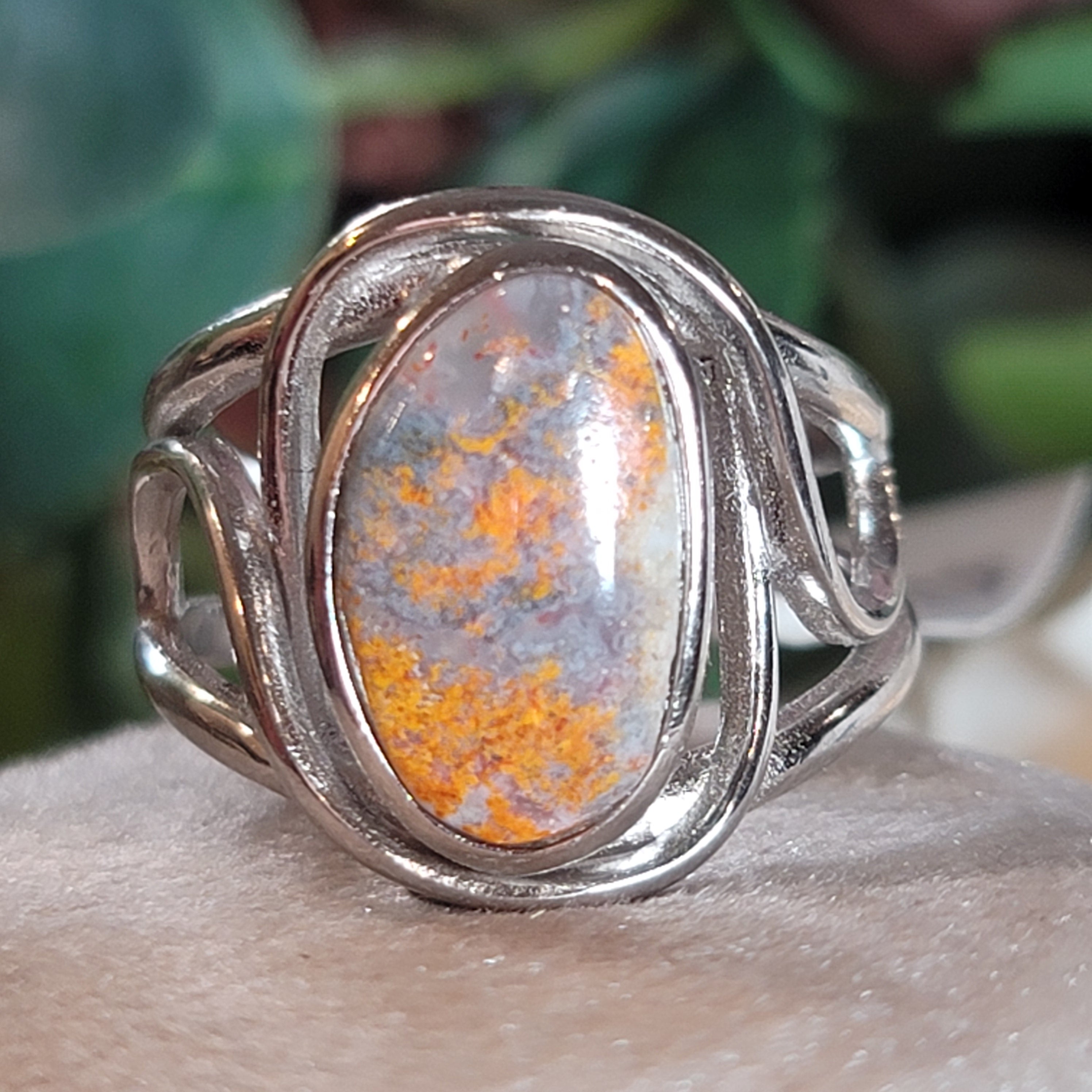 Magma Chalcedony Adjustable Cuff Ring .925 Silver for Promoting Creativity