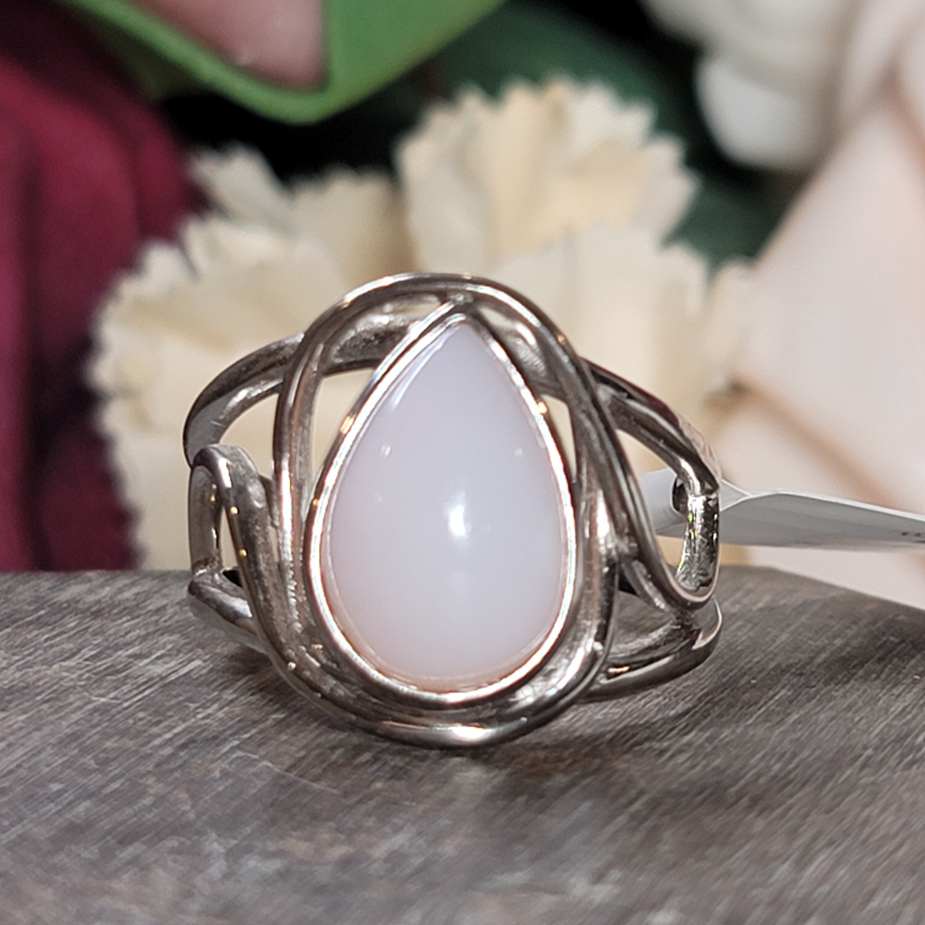 Peruvian Pink Opal Cuff Ring .925 Silver for Love, Romance and Peace