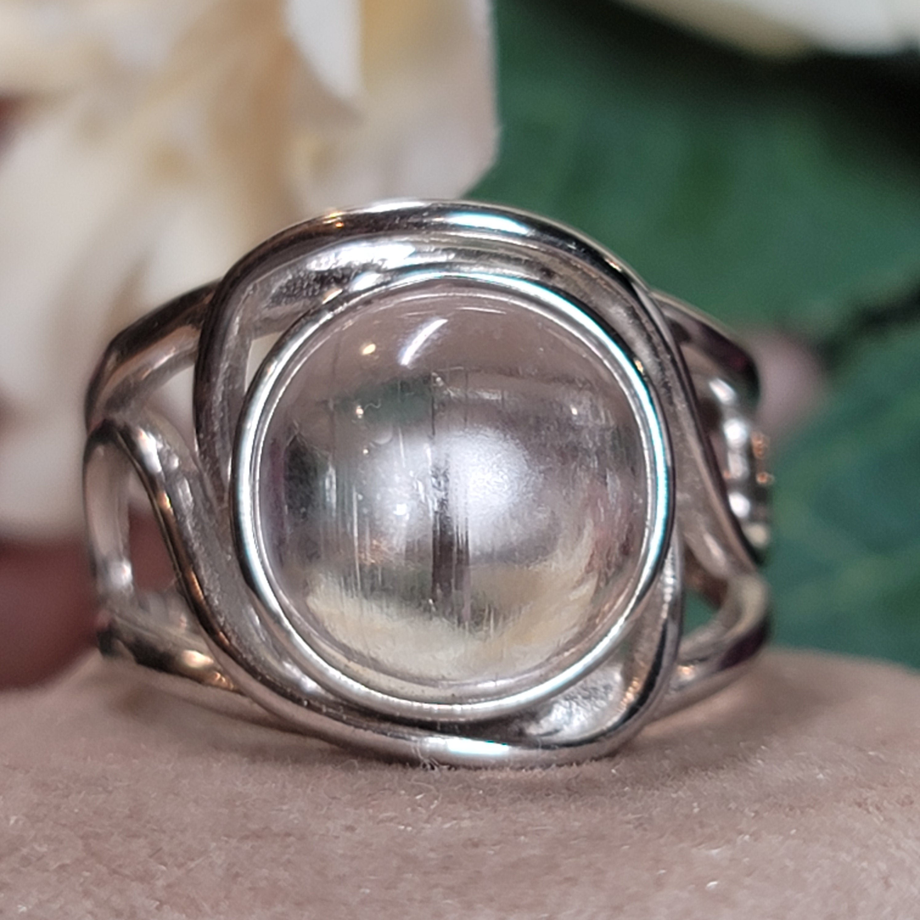 Kunzite Adjustable Cuff Ring .925 Silver for Emotional Healing, Joy and Love