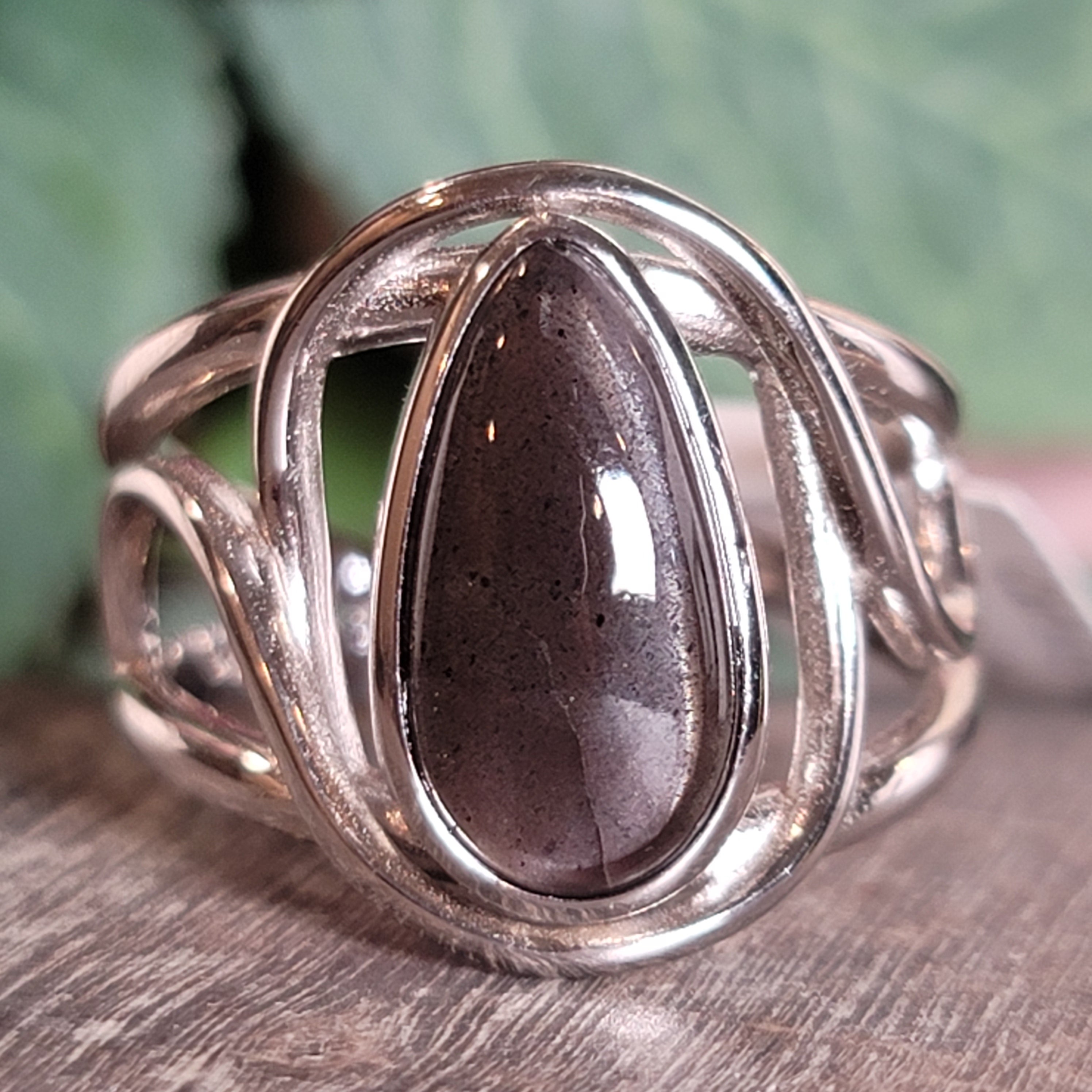 Cat's Eye Scapolite Cuff Ring .925 Silver for Manifesting and Protection