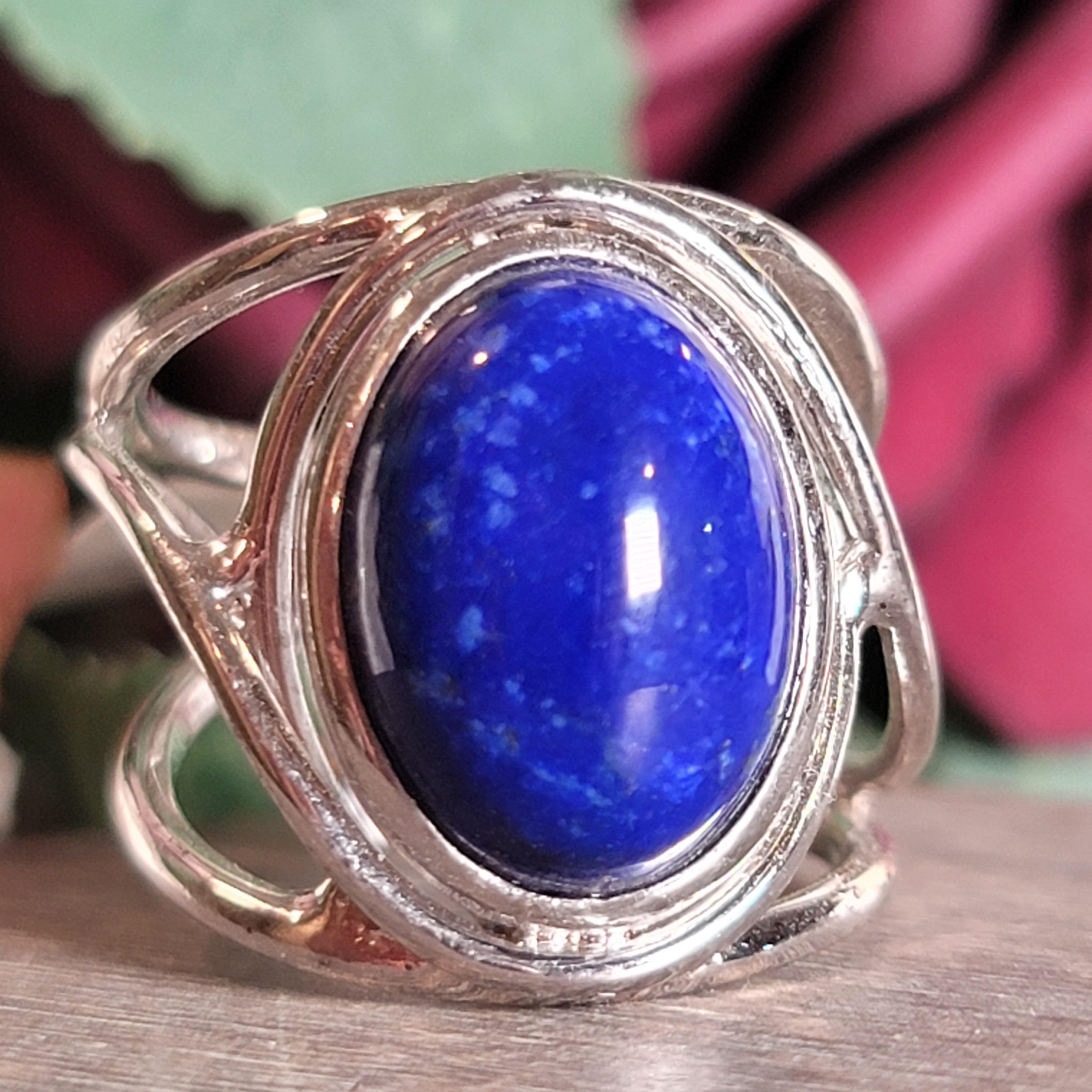 Lapis Lazuli Cuff Ring .925 Silver for Power & Confidence