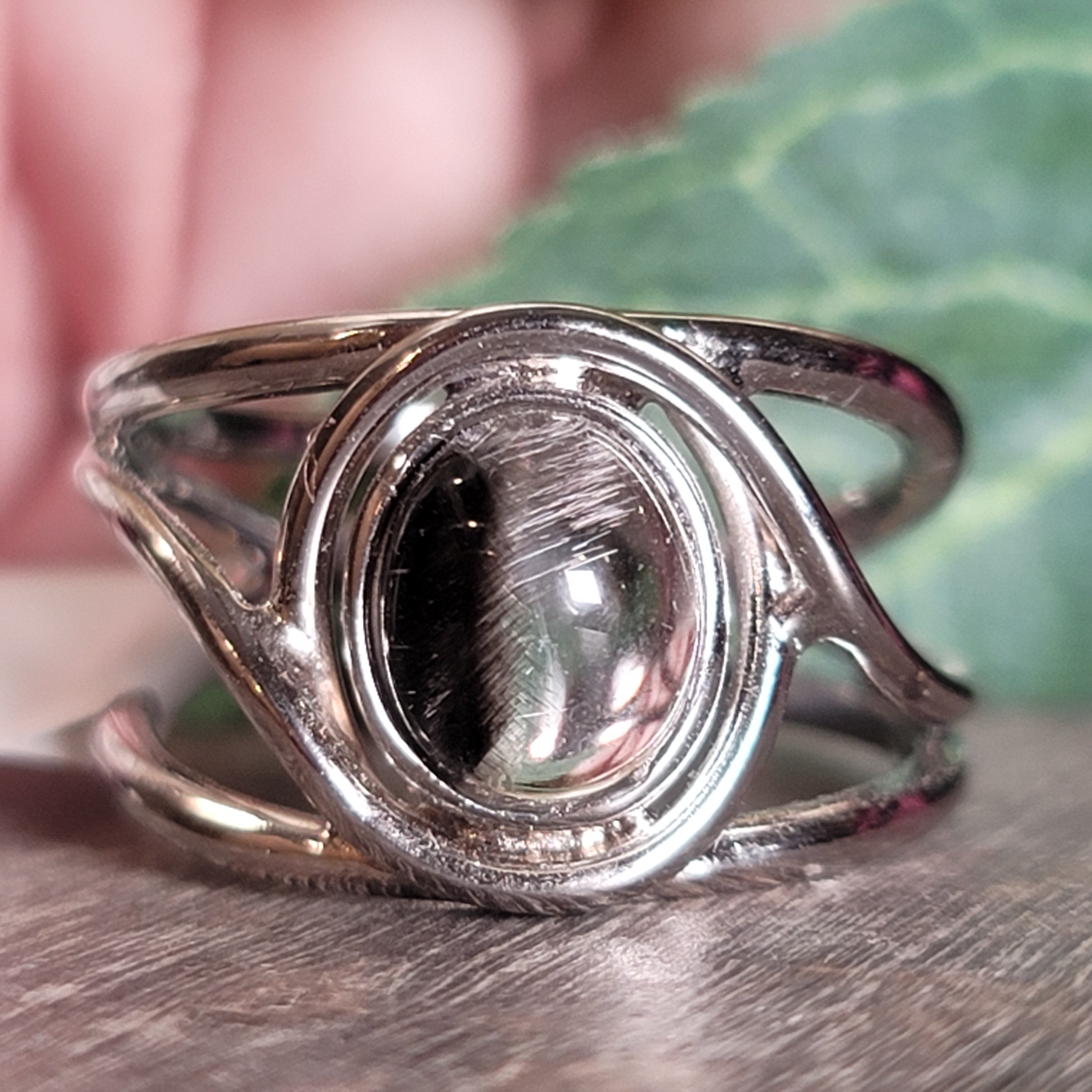 Silver Rutile Cuff Ring .925 Silver for Clarity, Mental & Emotional Strength