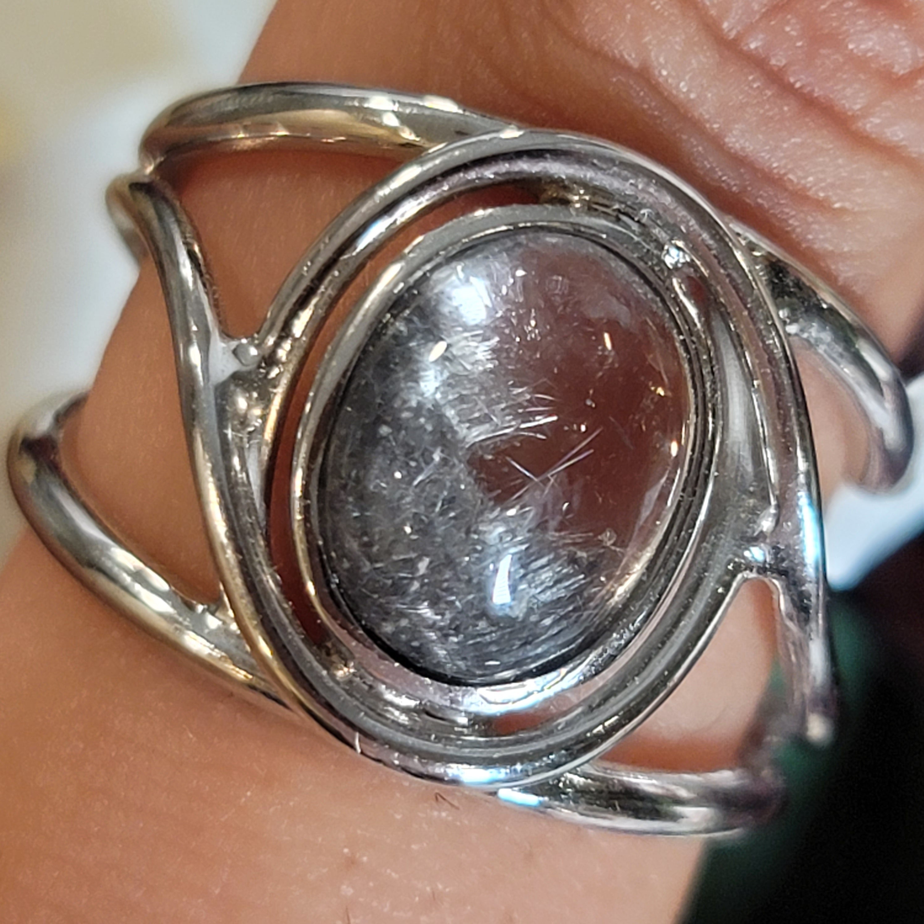 Silver Rutile Cuff Ring .925 Silver for Clarity, Mental & Emotional Strength