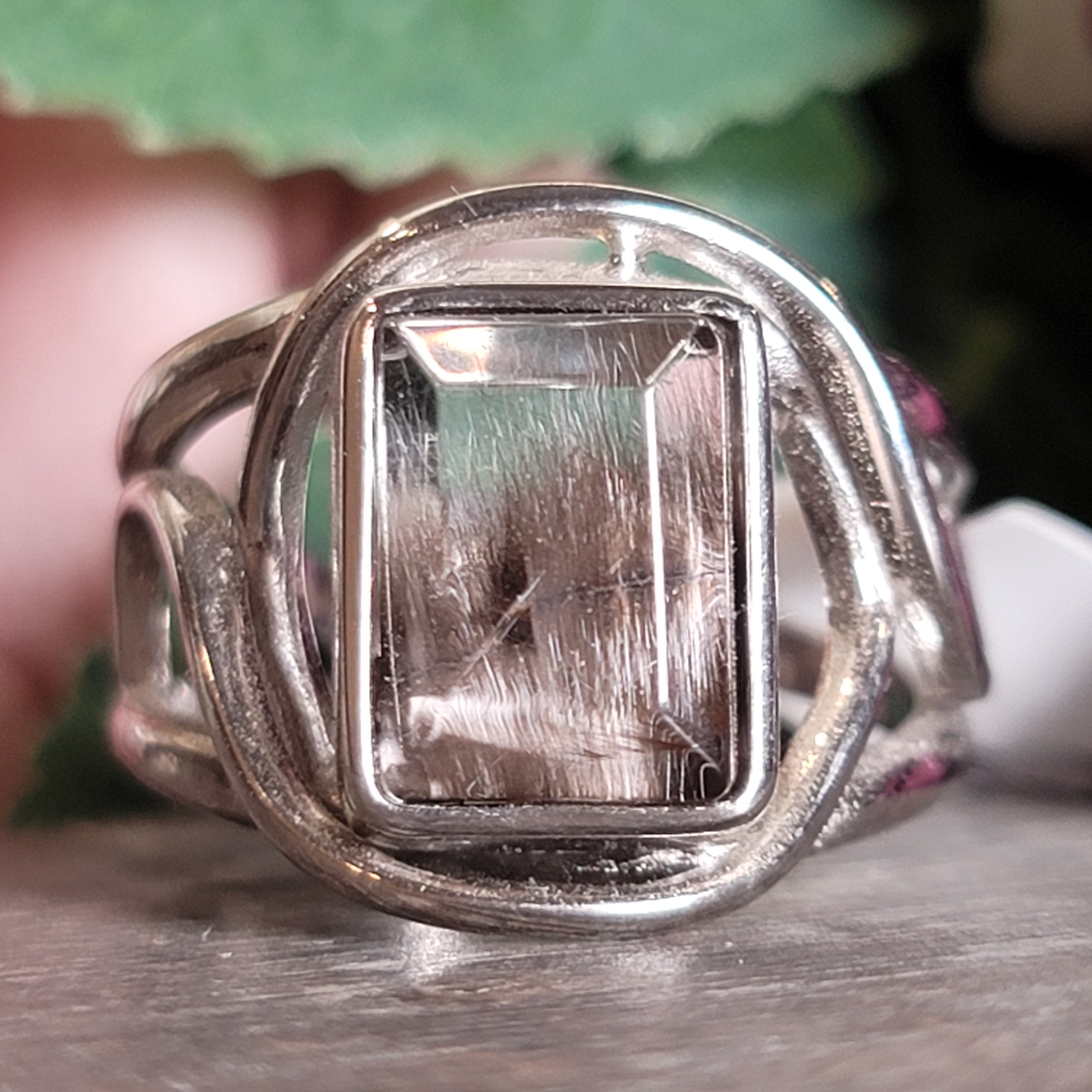 Silver Rutile Cuff Ring .925 Silver for Clarity, Mental & Emotional Strength