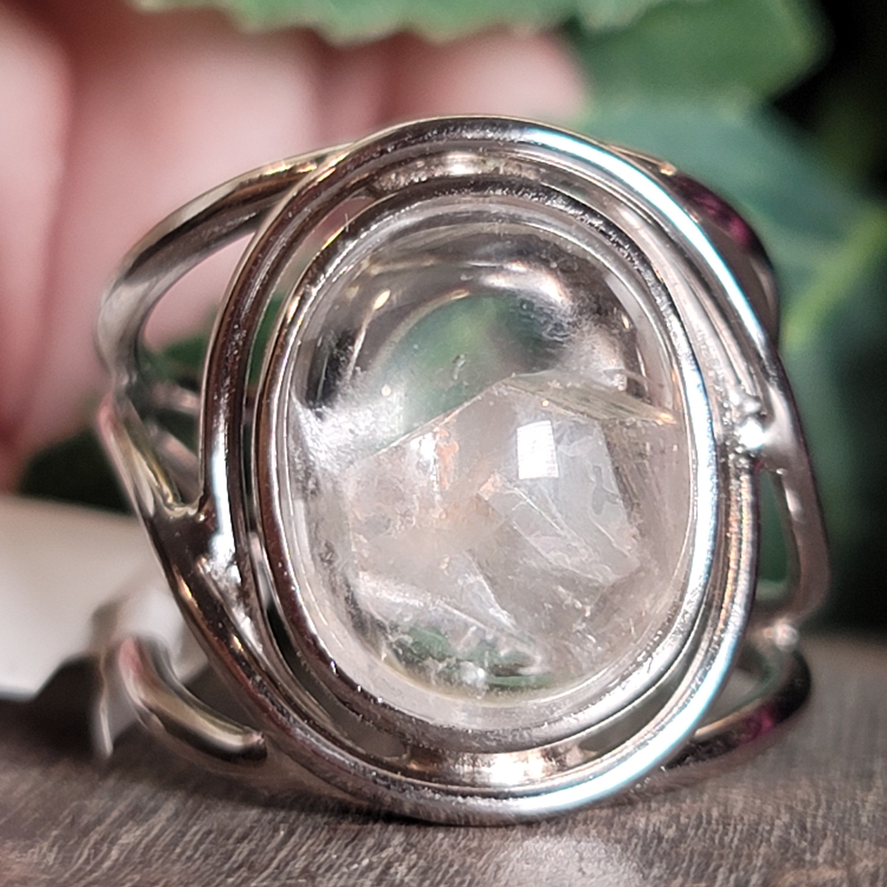 Manifestation Quartz Adjustable Finger Cuff Ring .925 Silver for Clarity, Mental & Emotional Strength