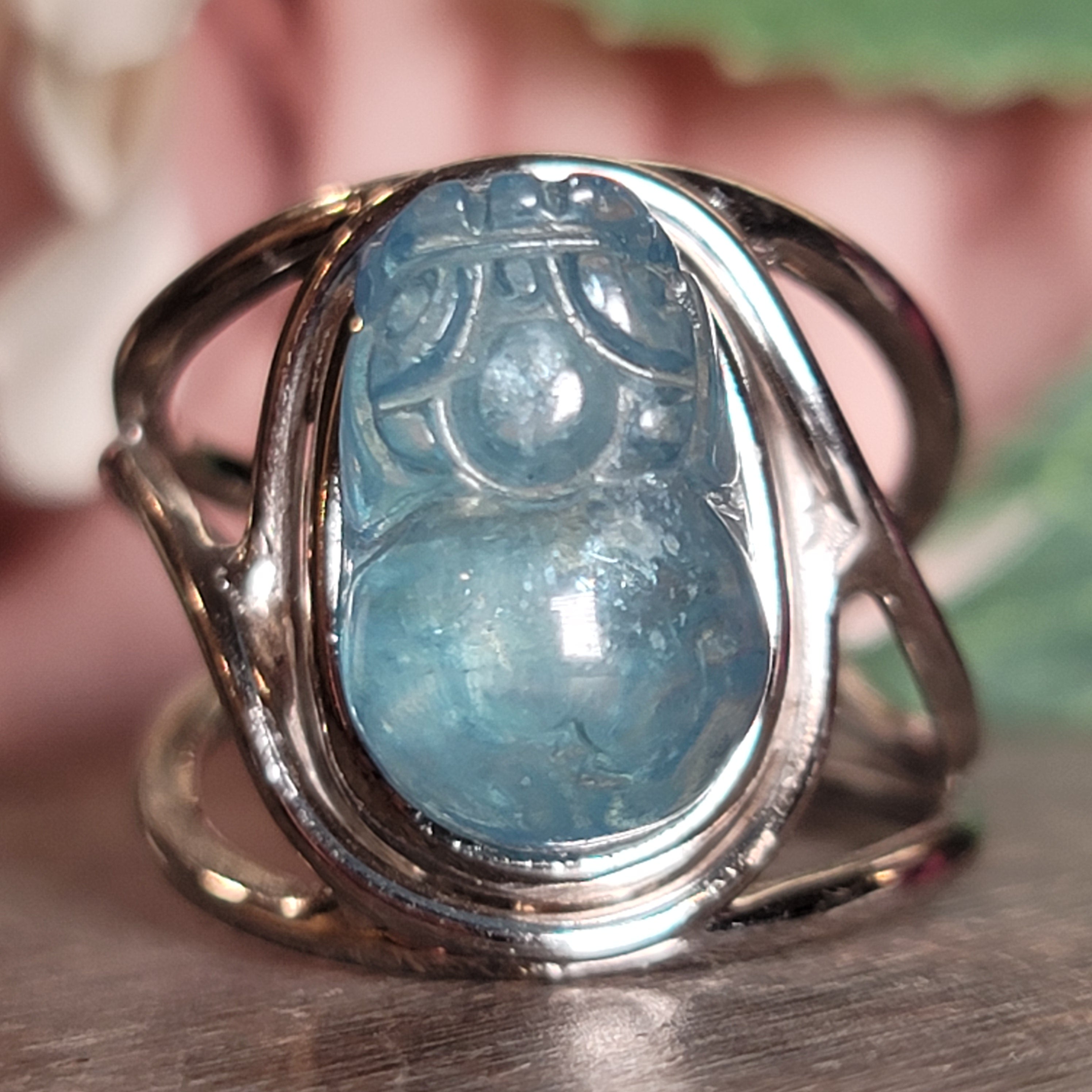 Kyanite Pixchu Cuff Ring .925 Silver for Enhancing Flow of Energy, Intuition & Lucid Dreaming