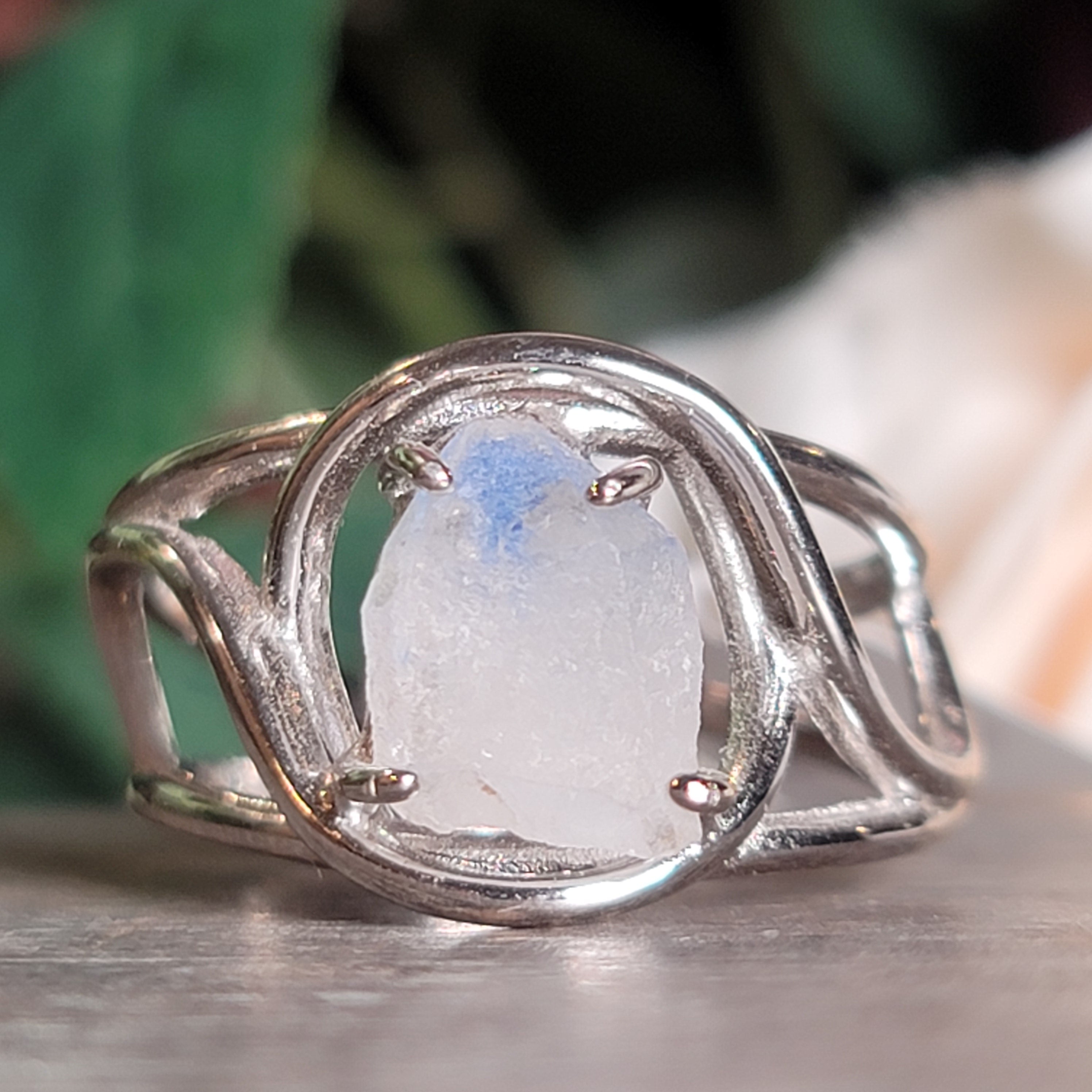 Dumortierite in Quartz Cuff Ring .925 Silver for Hope, Improving Memory and New Ideas