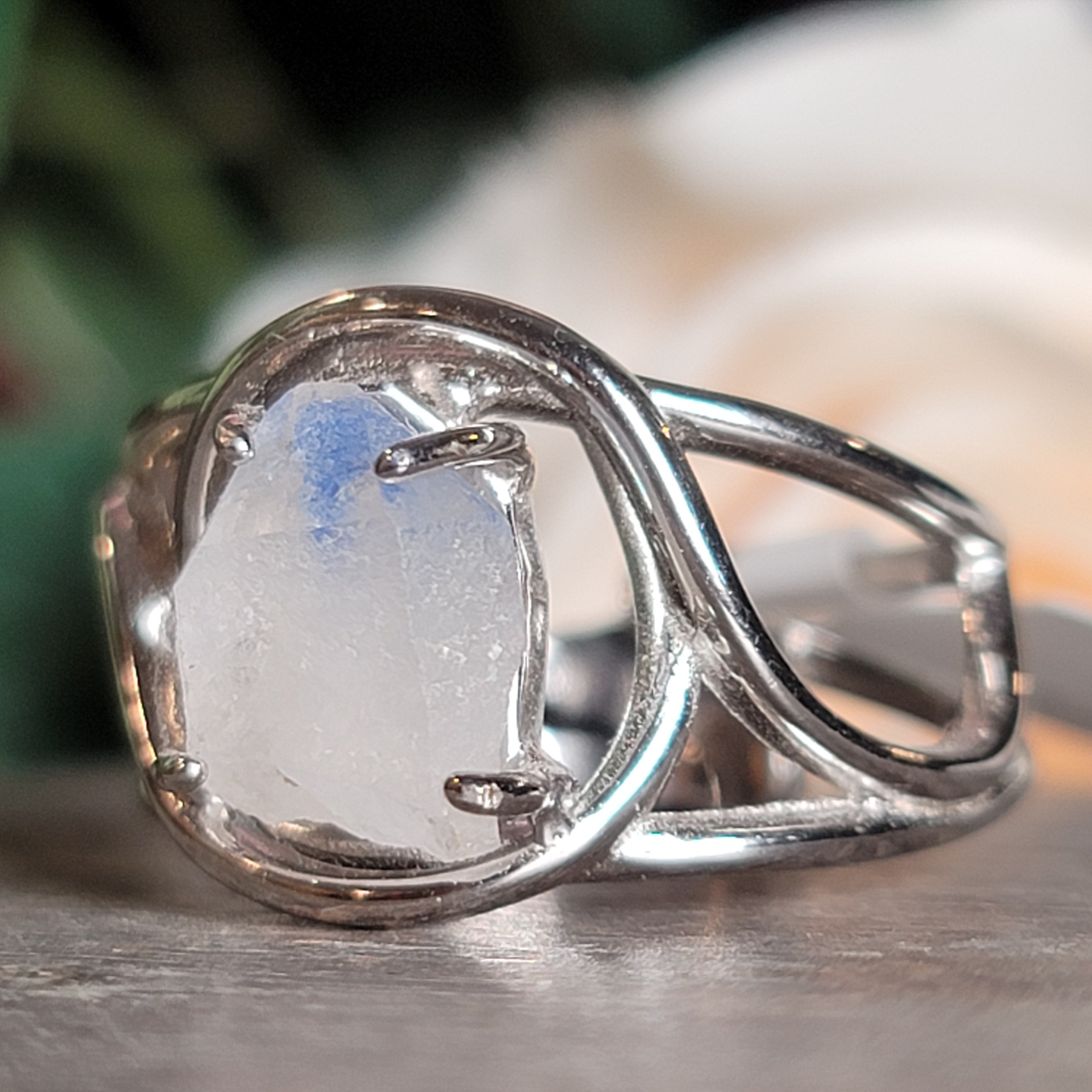 Dumortierite in Quartz Cuff Ring .925 Silver for Hope, Improving Memory and New Ideas