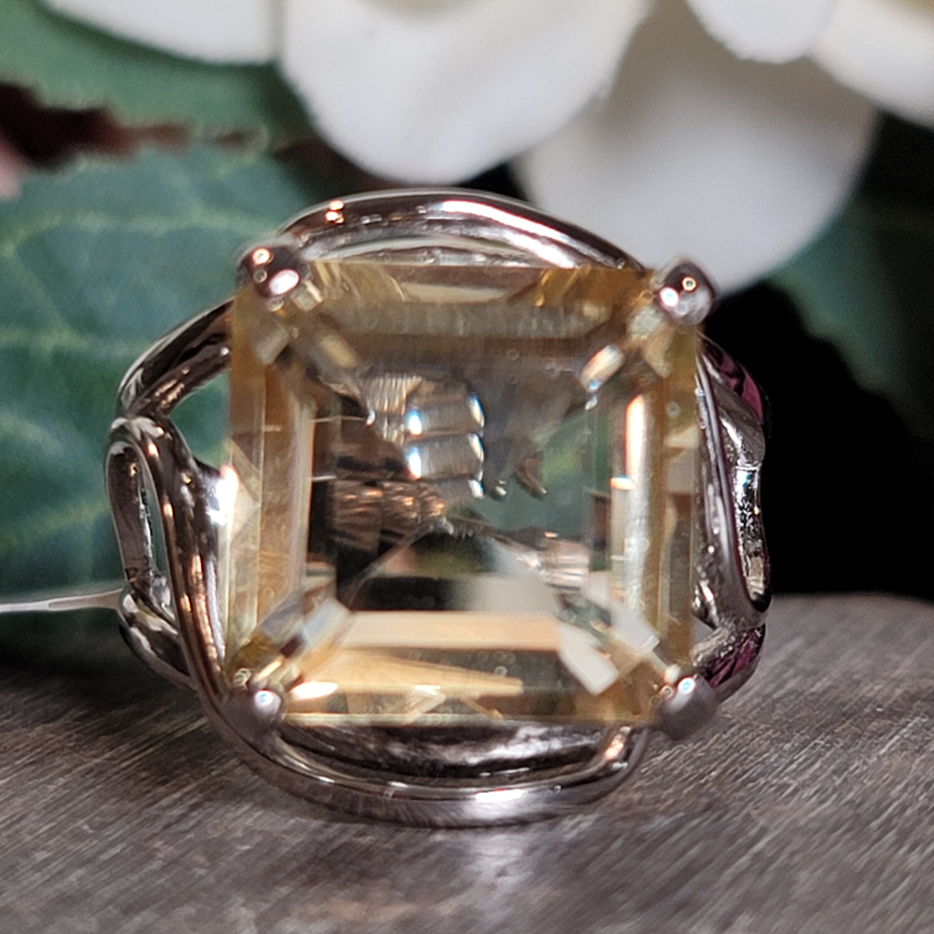 Citrine Cuff Ring .925 Silver for Abundance, Good Luck and Positivity