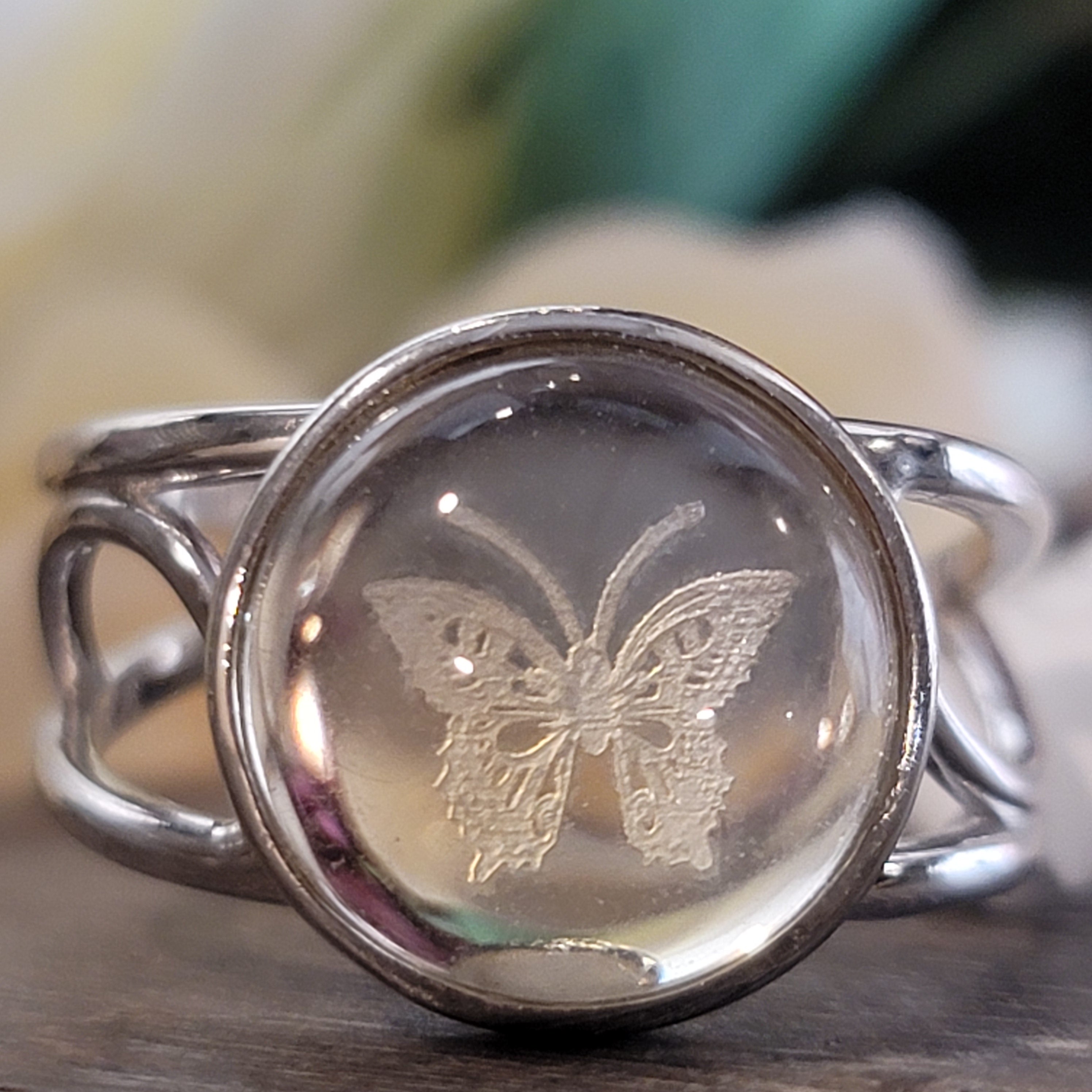 Citrine Butterfly Cuff Ring .925 Silver for Abundance, Good Luck and Positivity