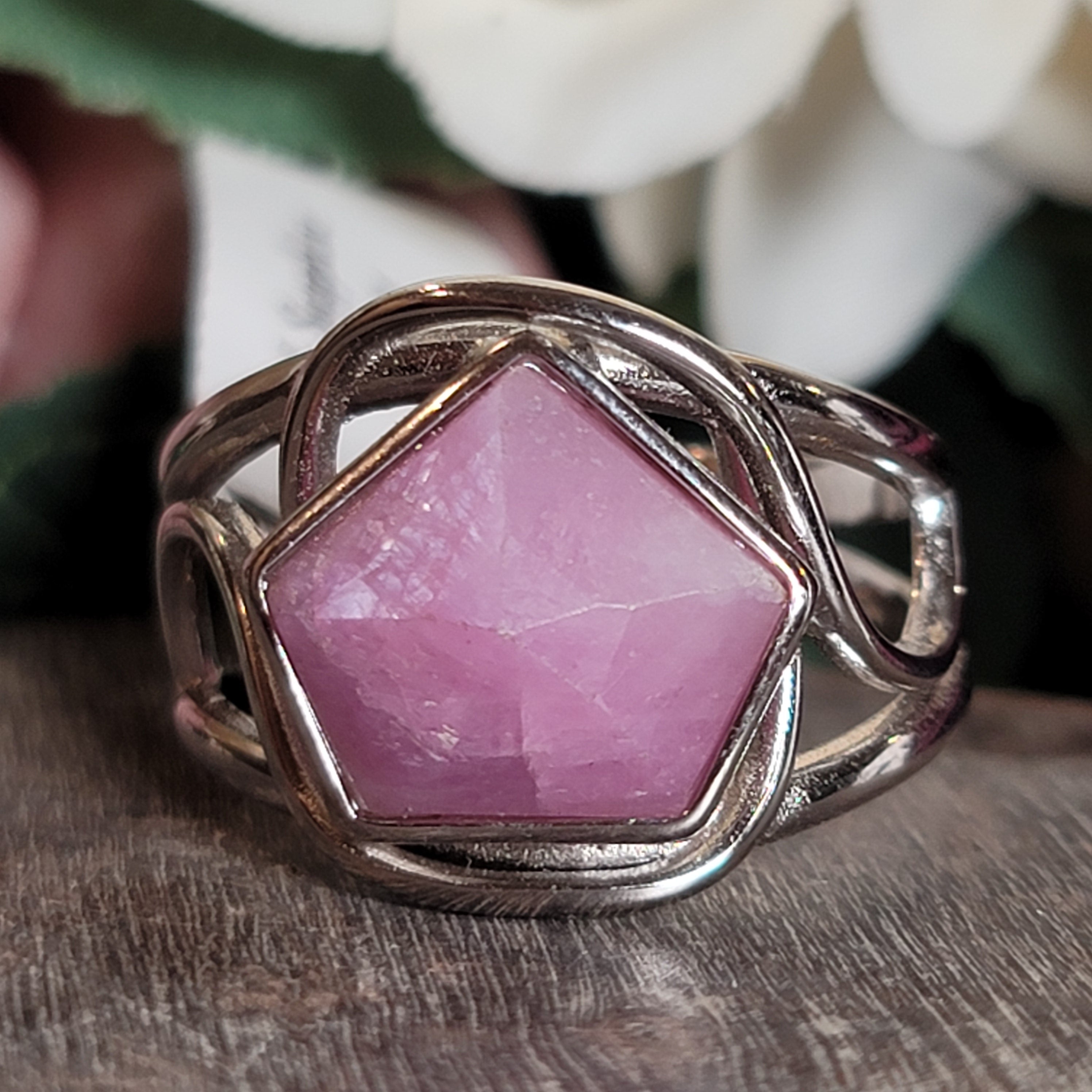 Pink Sapphire Finger Cuff Adjustable Ring .925 Silver