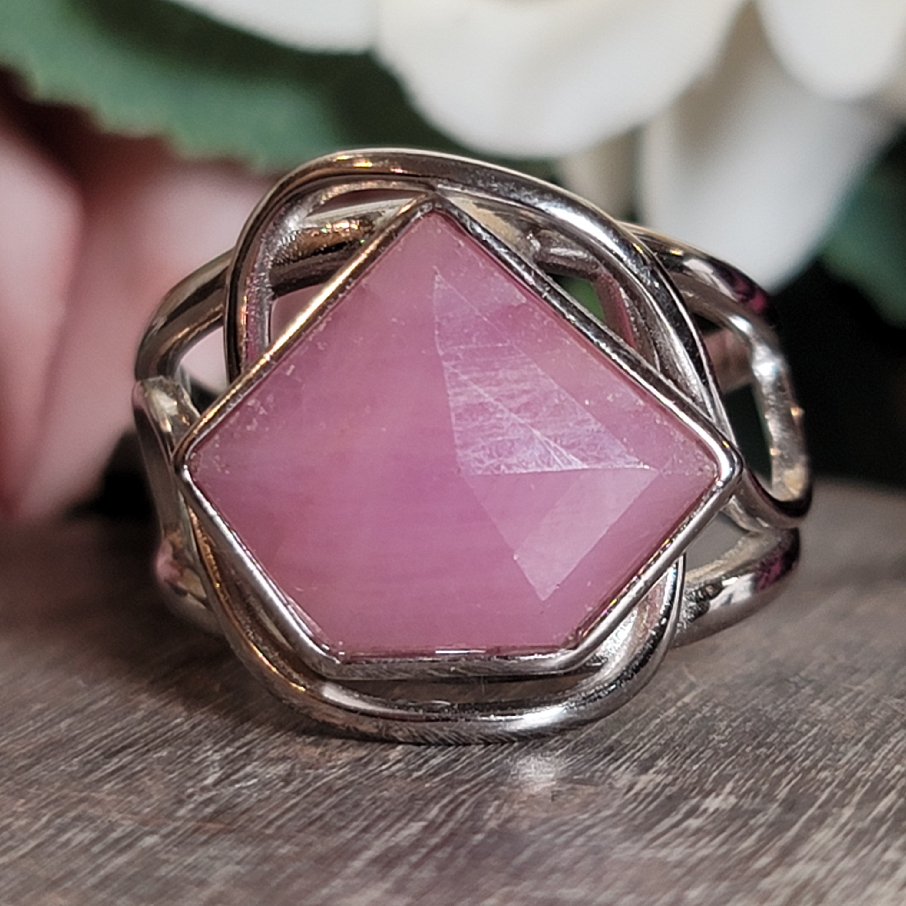 Pink Sapphire Finger Cuff Adjustable Ring .925 Silver