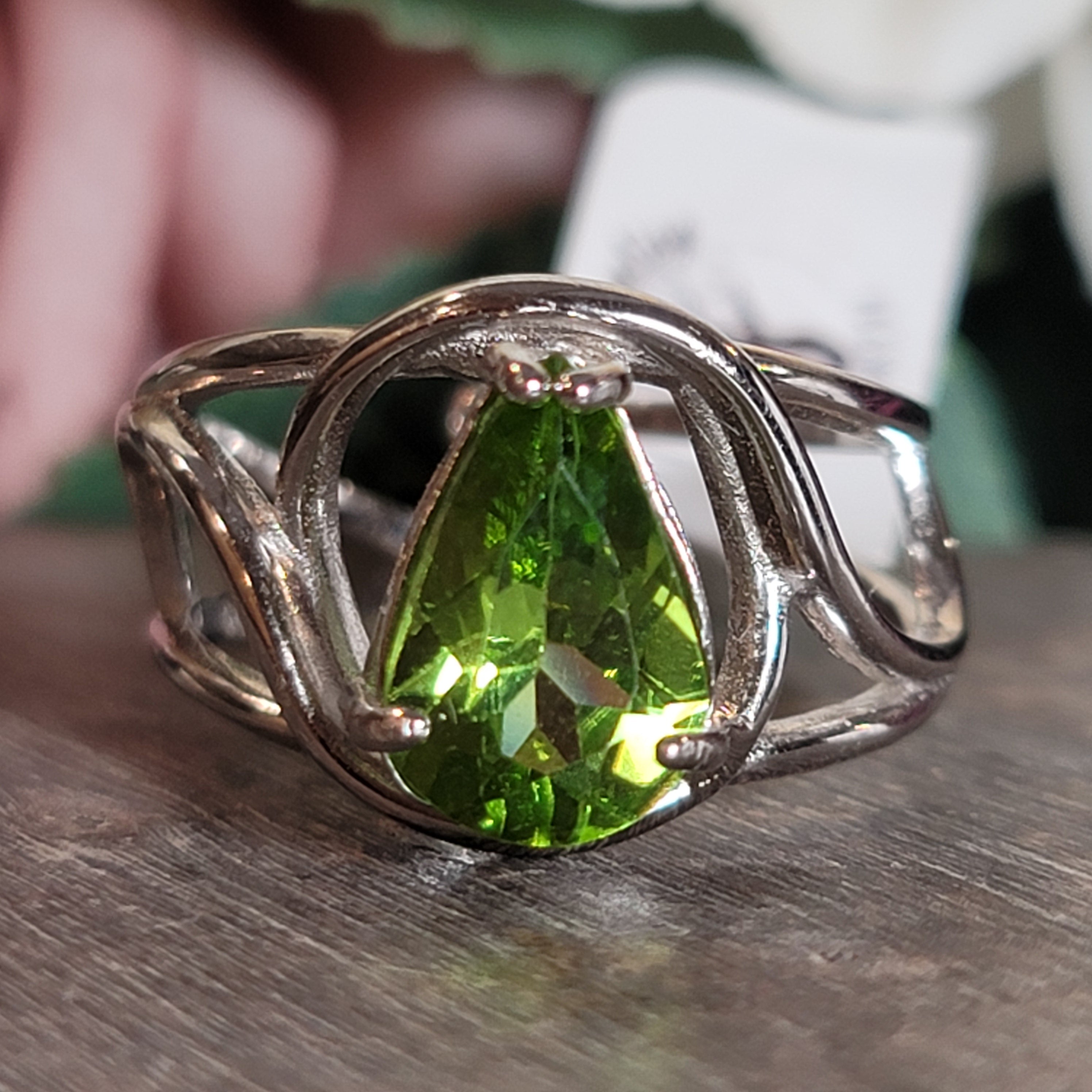 Peridot Cuff Ring .925 Silver for Power, Prosperity and Protection