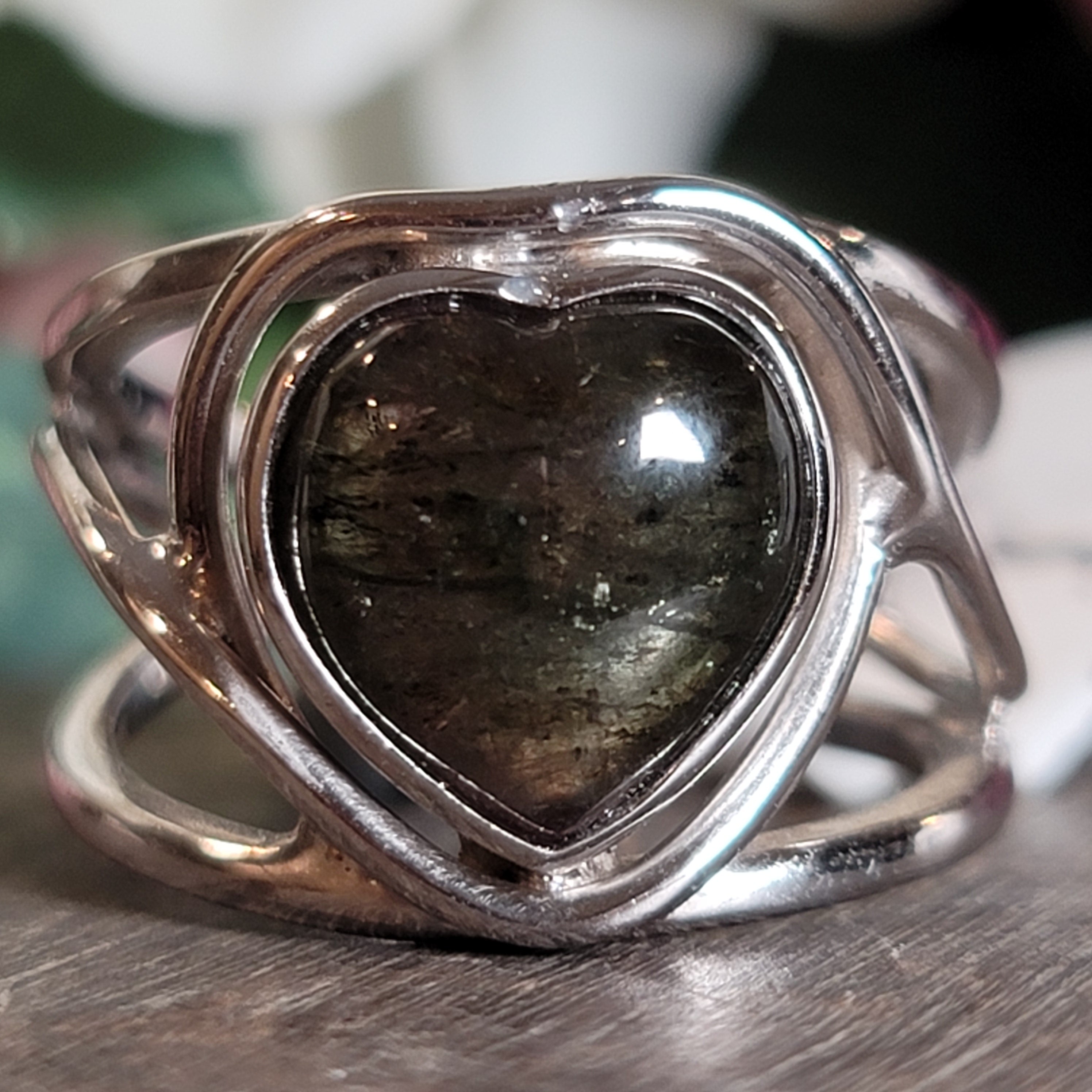 Watermelon Tourmaline Cuff Ring .925 Silver for Profound Heart Healing