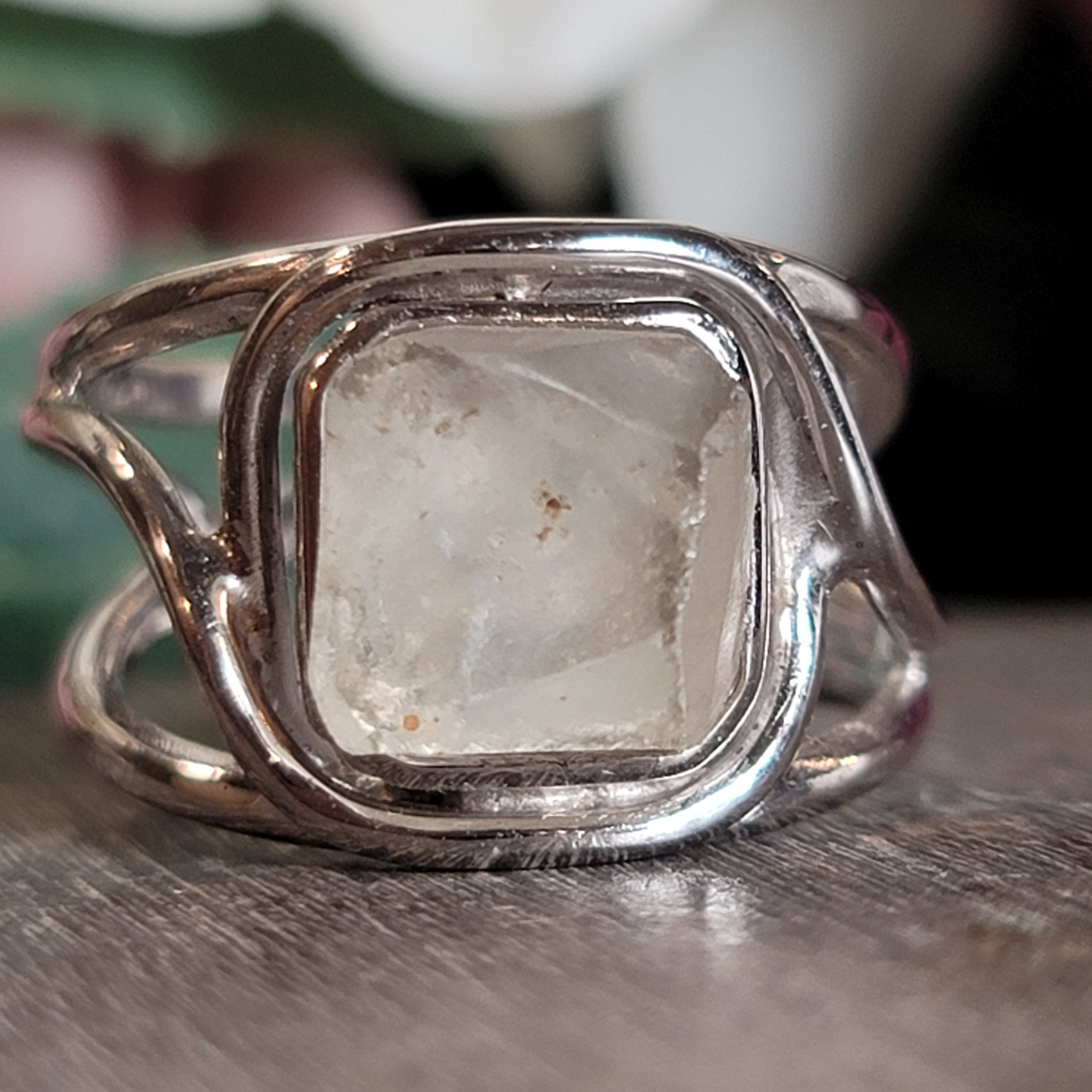 Libyan Desert Glass Cuff Ring .925 Silver for Confidence, Manifestation and Personal Power