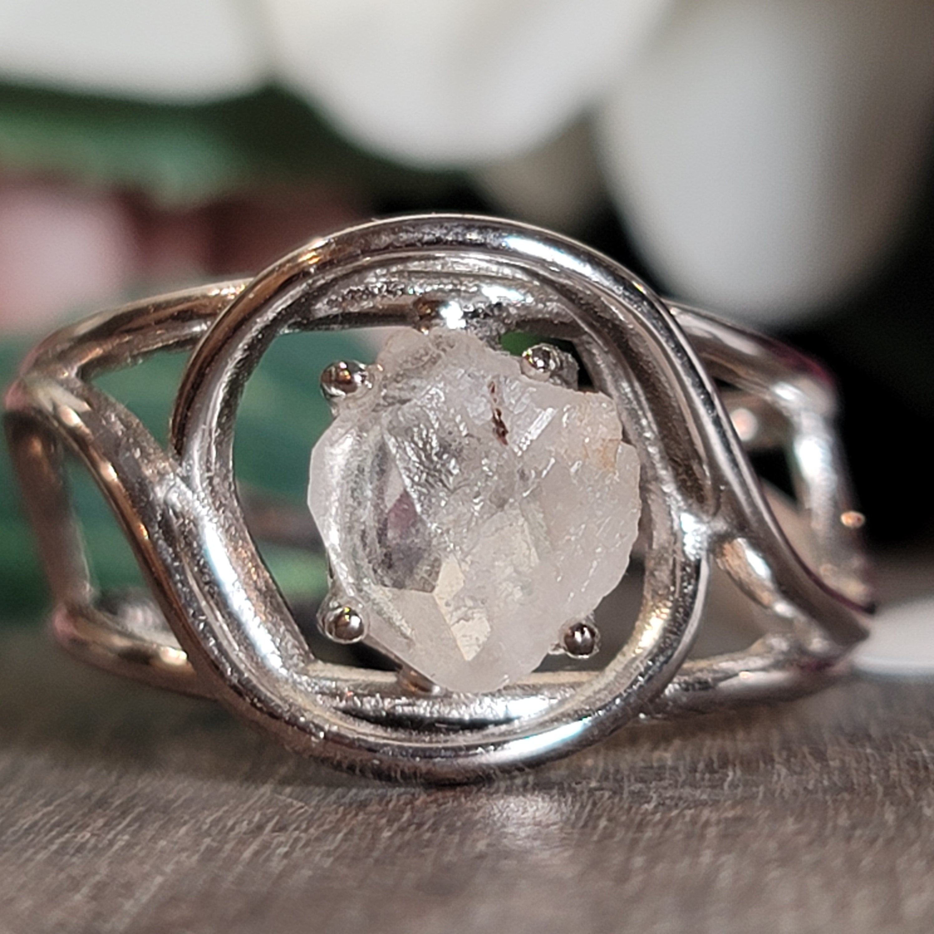 Phenakite Cuff Ring .925 Silver for Manifestations, Meditation & Mental Strength