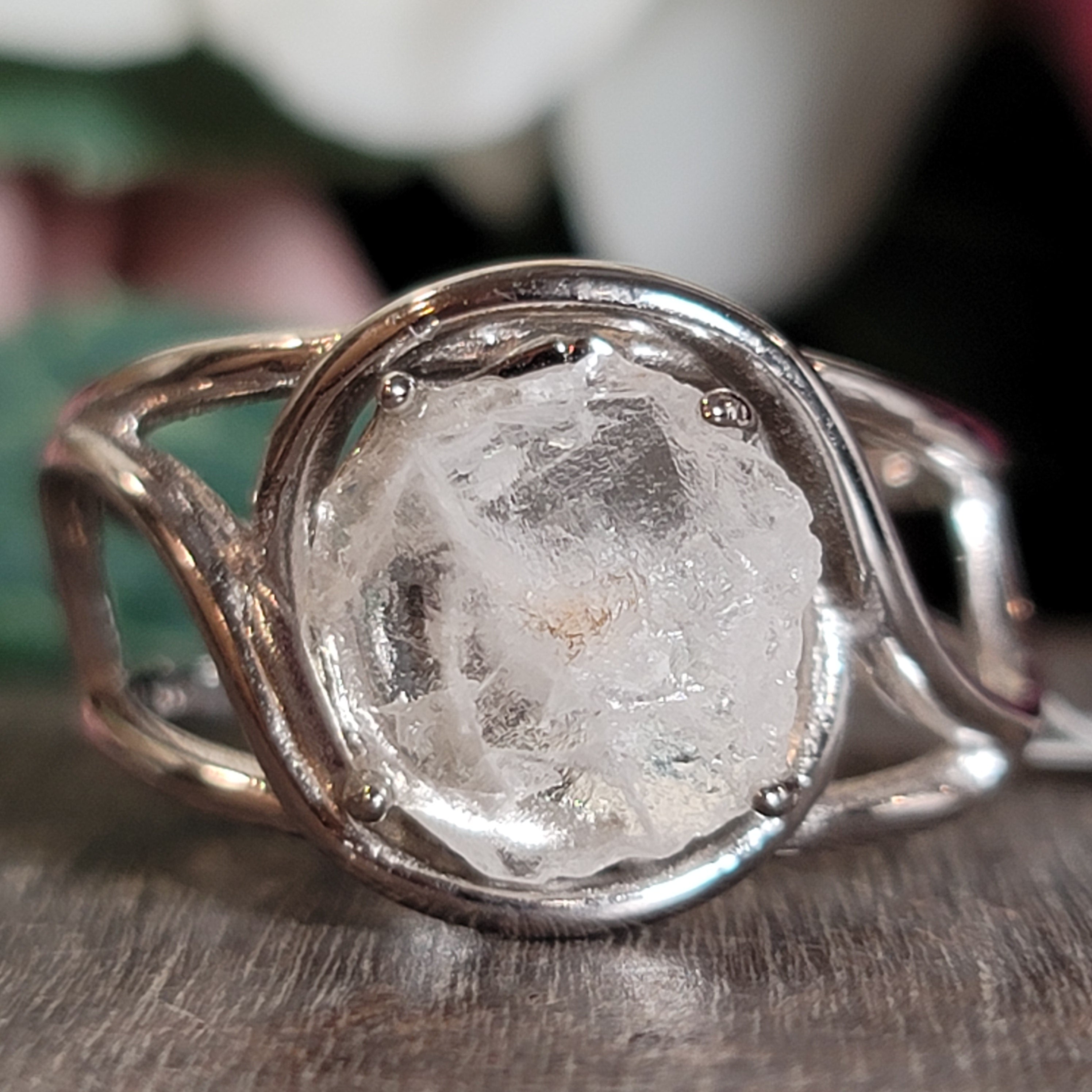 Phenakite Cuff Ring .925 Silver for Manifestations, Meditation & Mental Strength