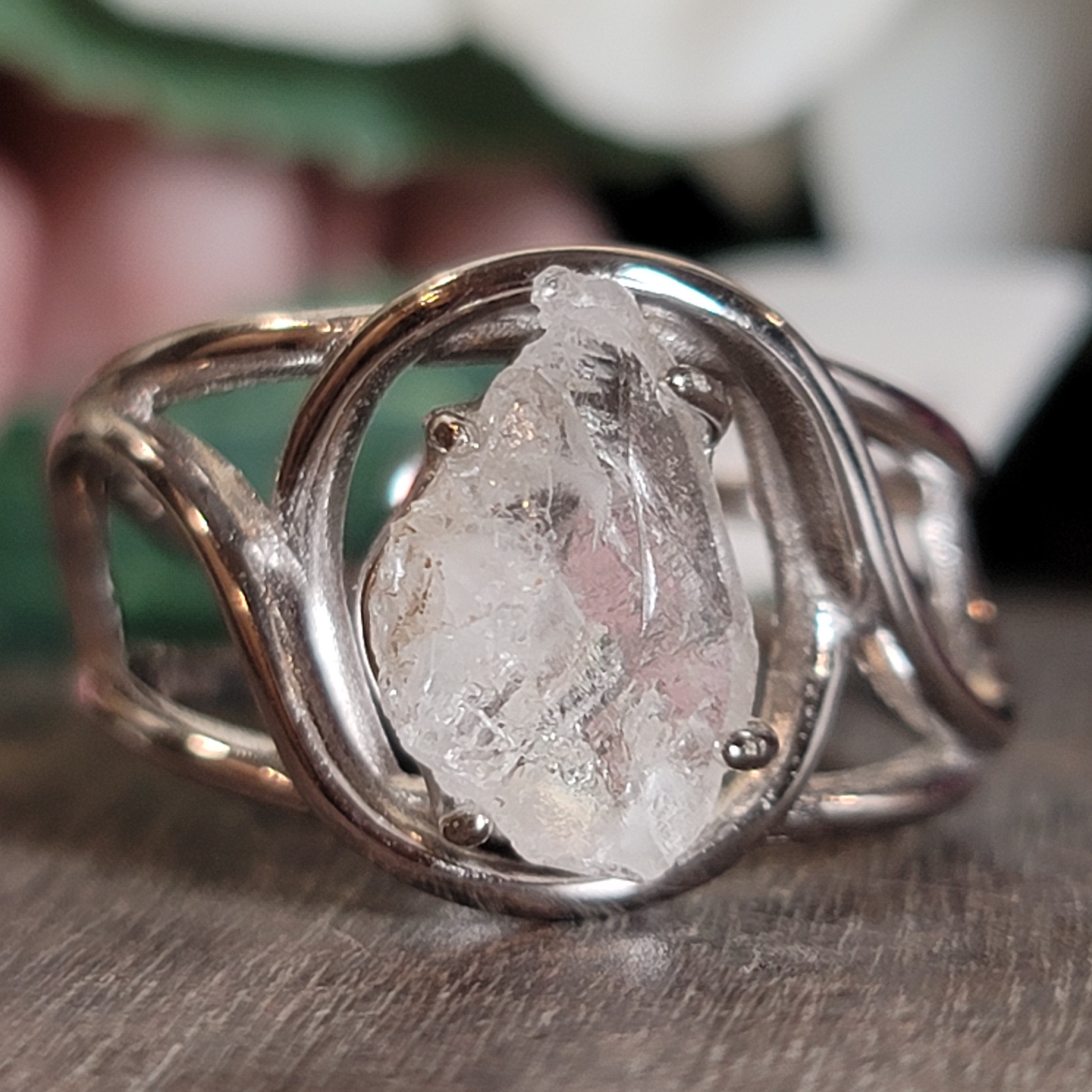 Phenakite Cuff Ring .925 Silver for Manifestations, Meditation & Mental Strength