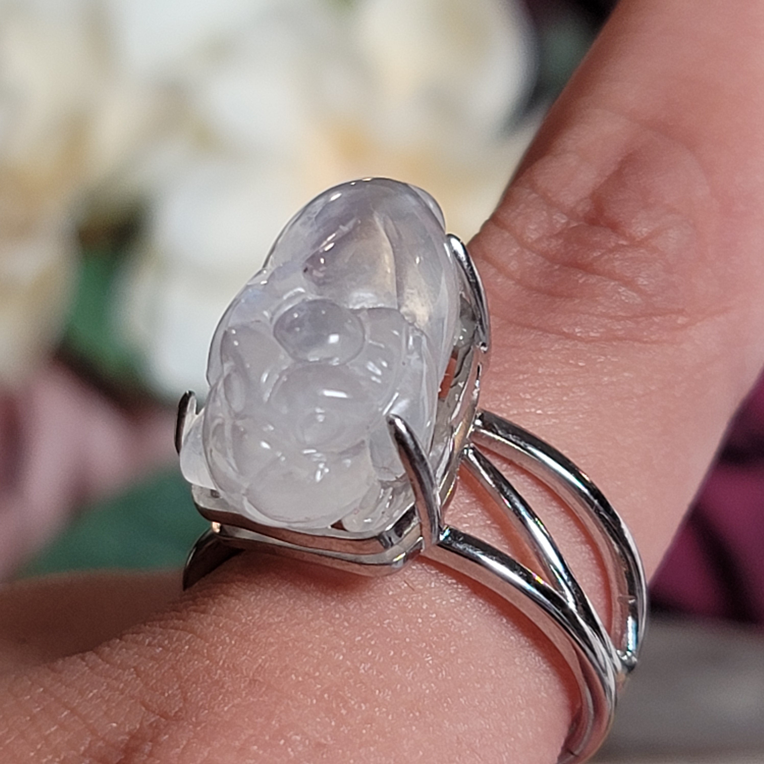 Moonstone Money Toad Cuff Ring .925 Silver for New Beginnings, Protection and Manifestation