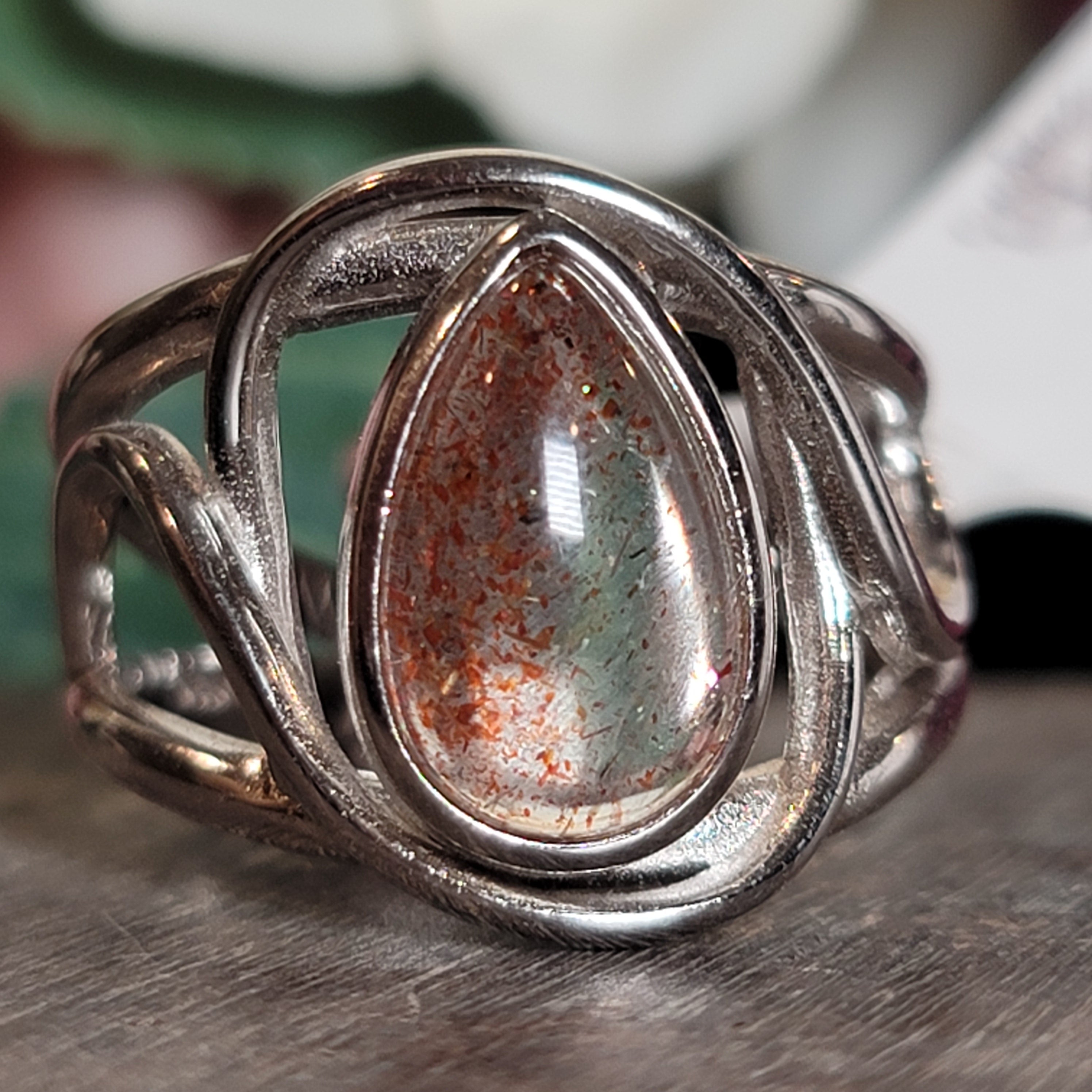 Sunstone Cuff Ring .925 Silver for Confidence and Strength