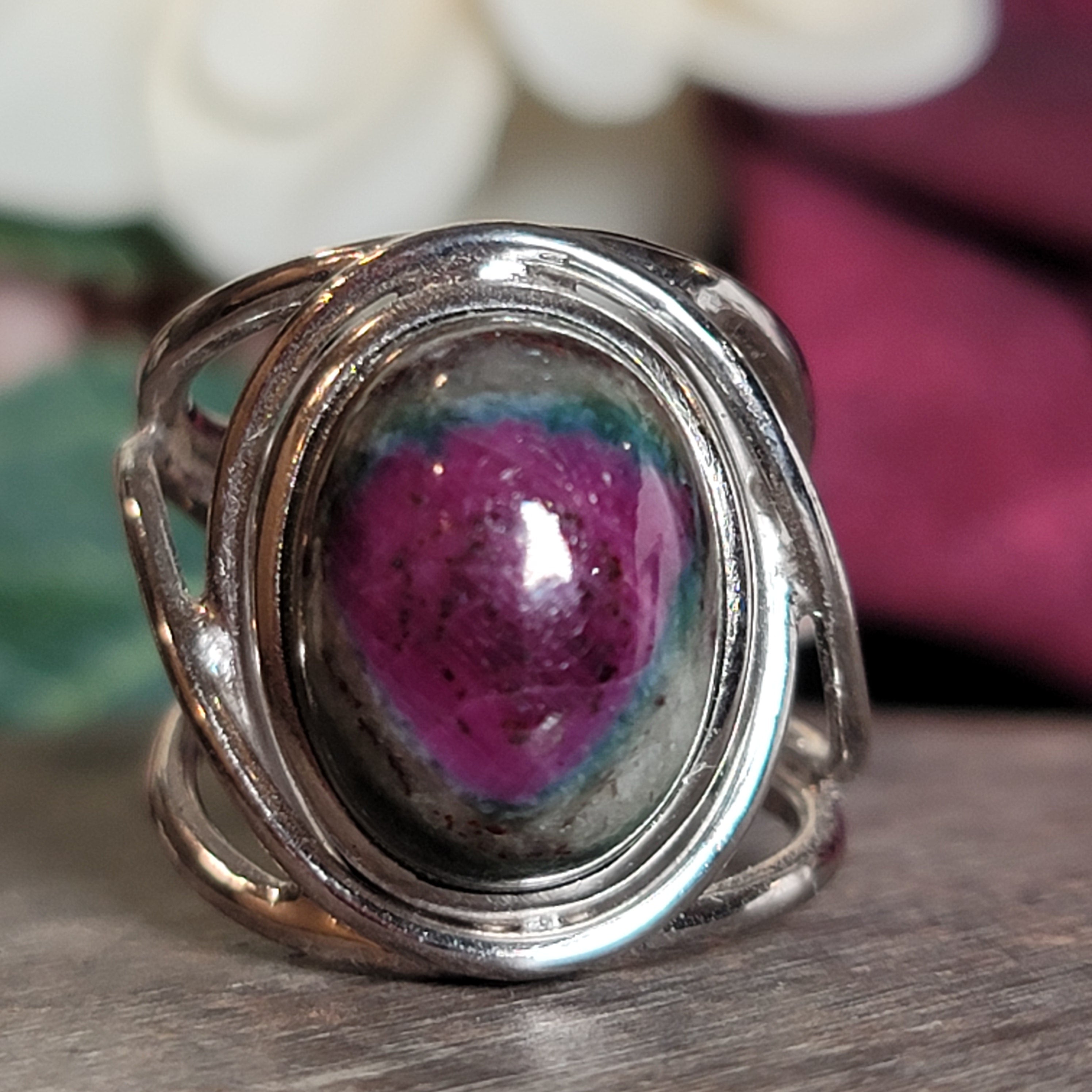 Ruby in Fuschite Ring .925 Silver for Empowerment, Strength and Harmonizing Relationships