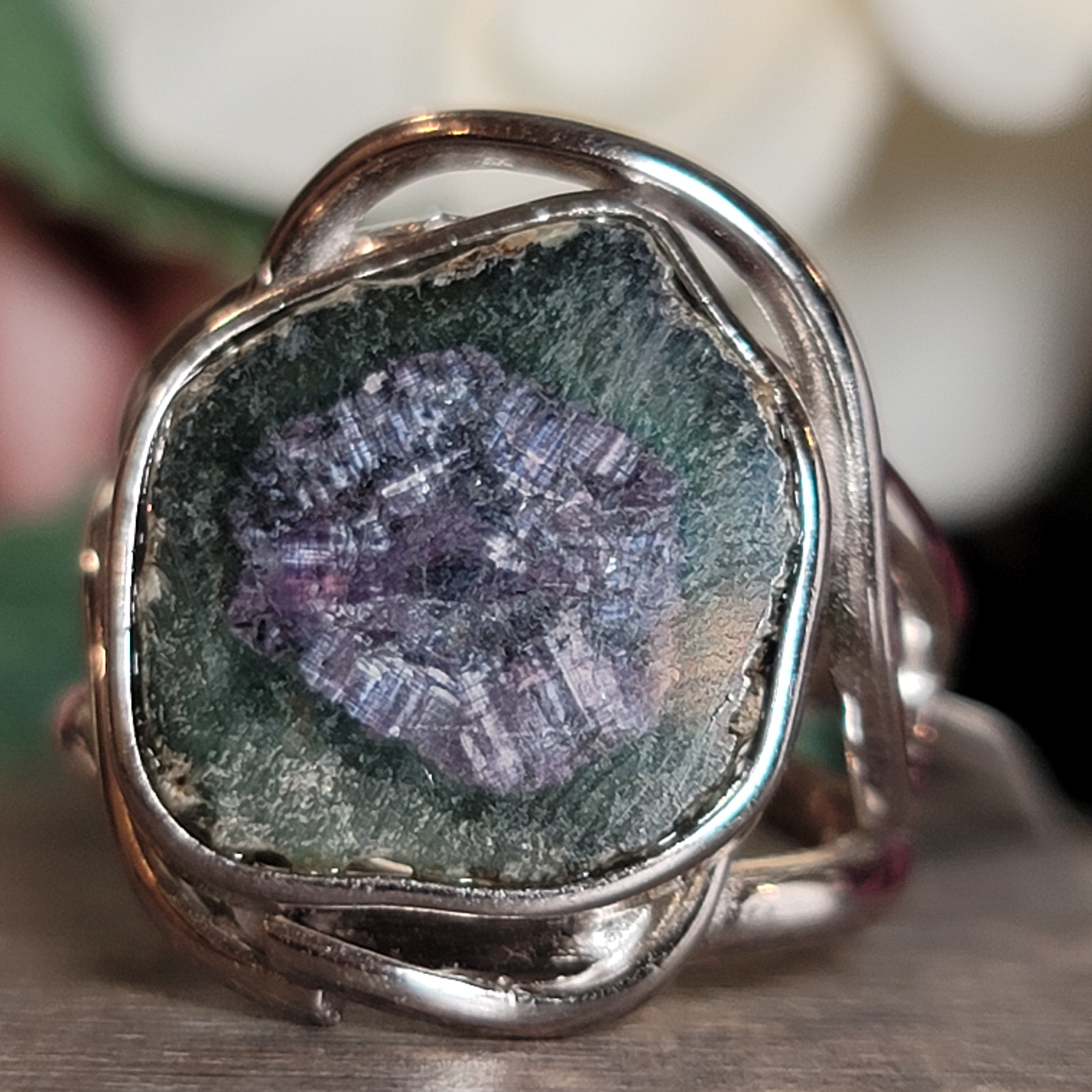 Ruby In Zoisite Cuff Ring .925 Silver for Empowerment, Strength and Harmonizing Relationships