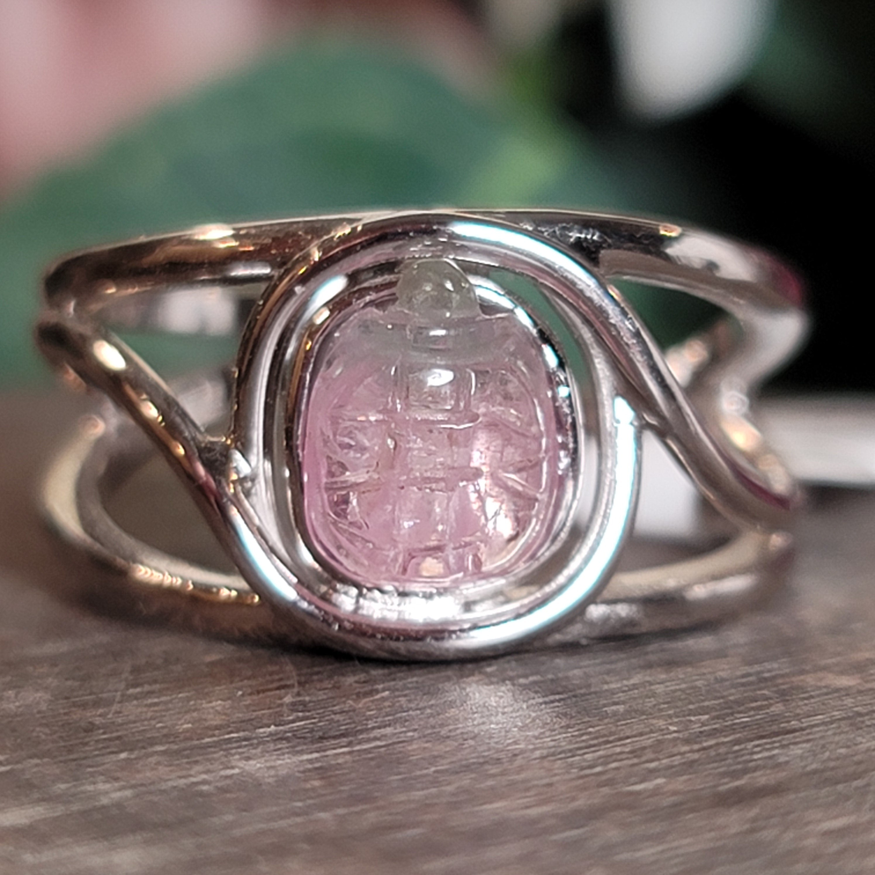 Watermelon Tourmaline Turtle Cuff Ring .925 Silver for Profound Heart Healing