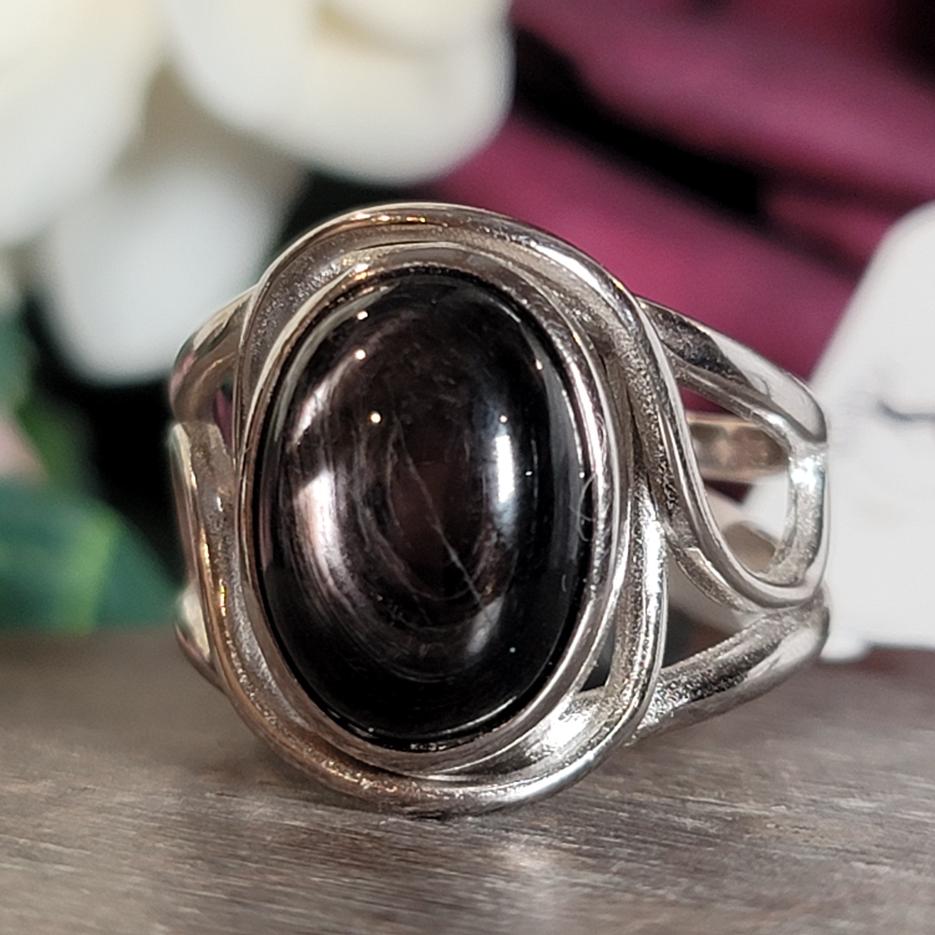 Hypersthene Adjustable Cuff Ring .925 Silver for Calm, Magic and Improved Manifestation