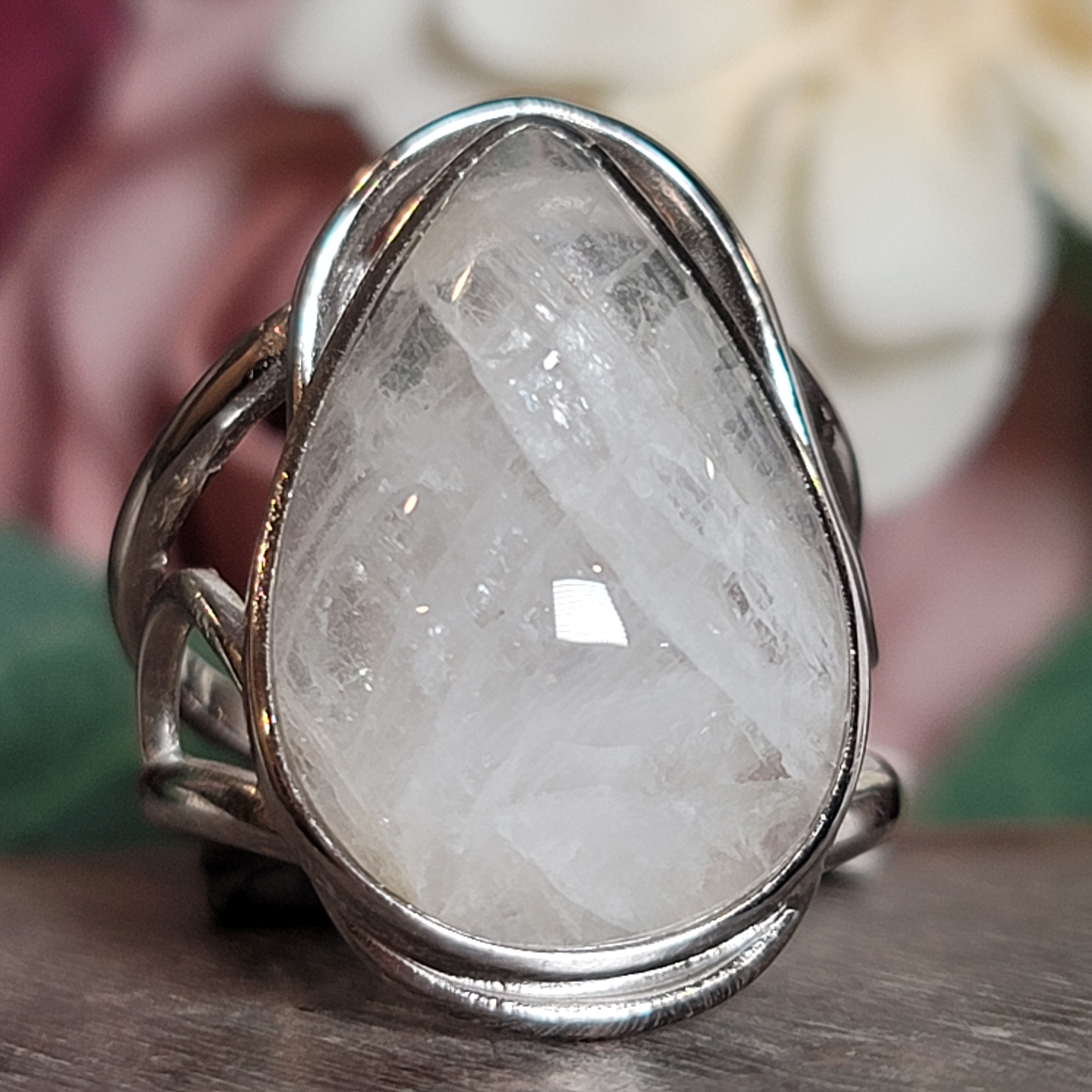 Natrolite Adjustable Cuff Ring .925 Silver for Astral Travel, Higher Consciousness and Protection