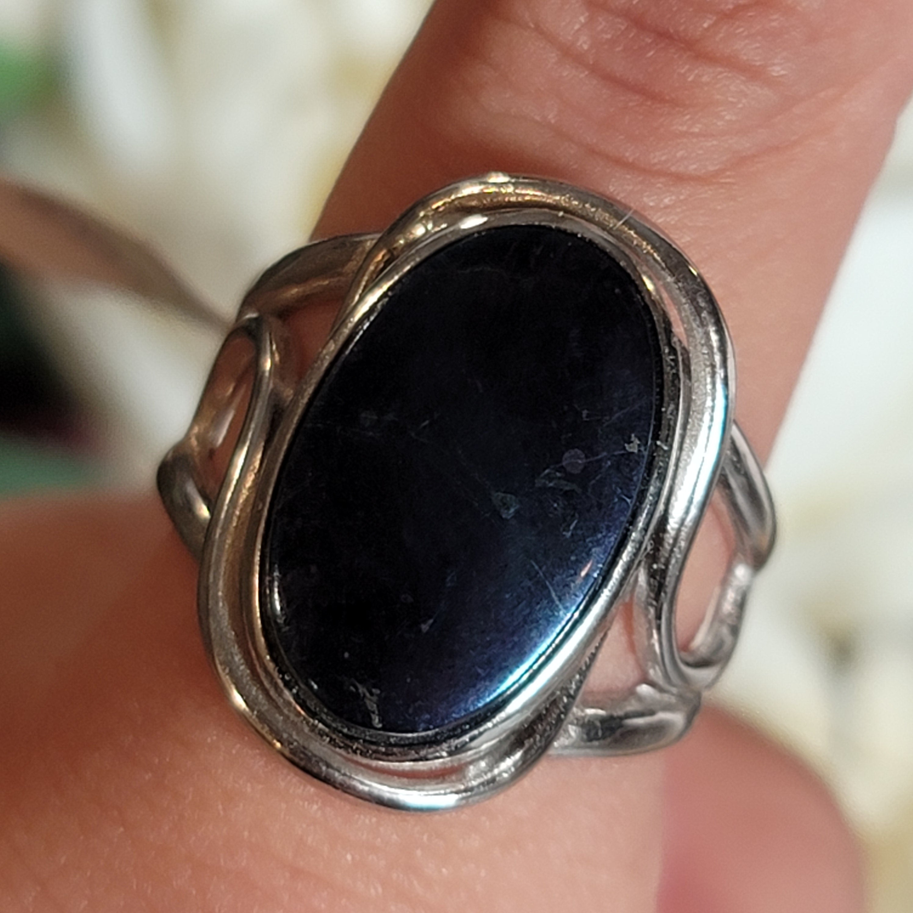 Covellite Cuff Ring .925 Silver for Access to Akashic Records