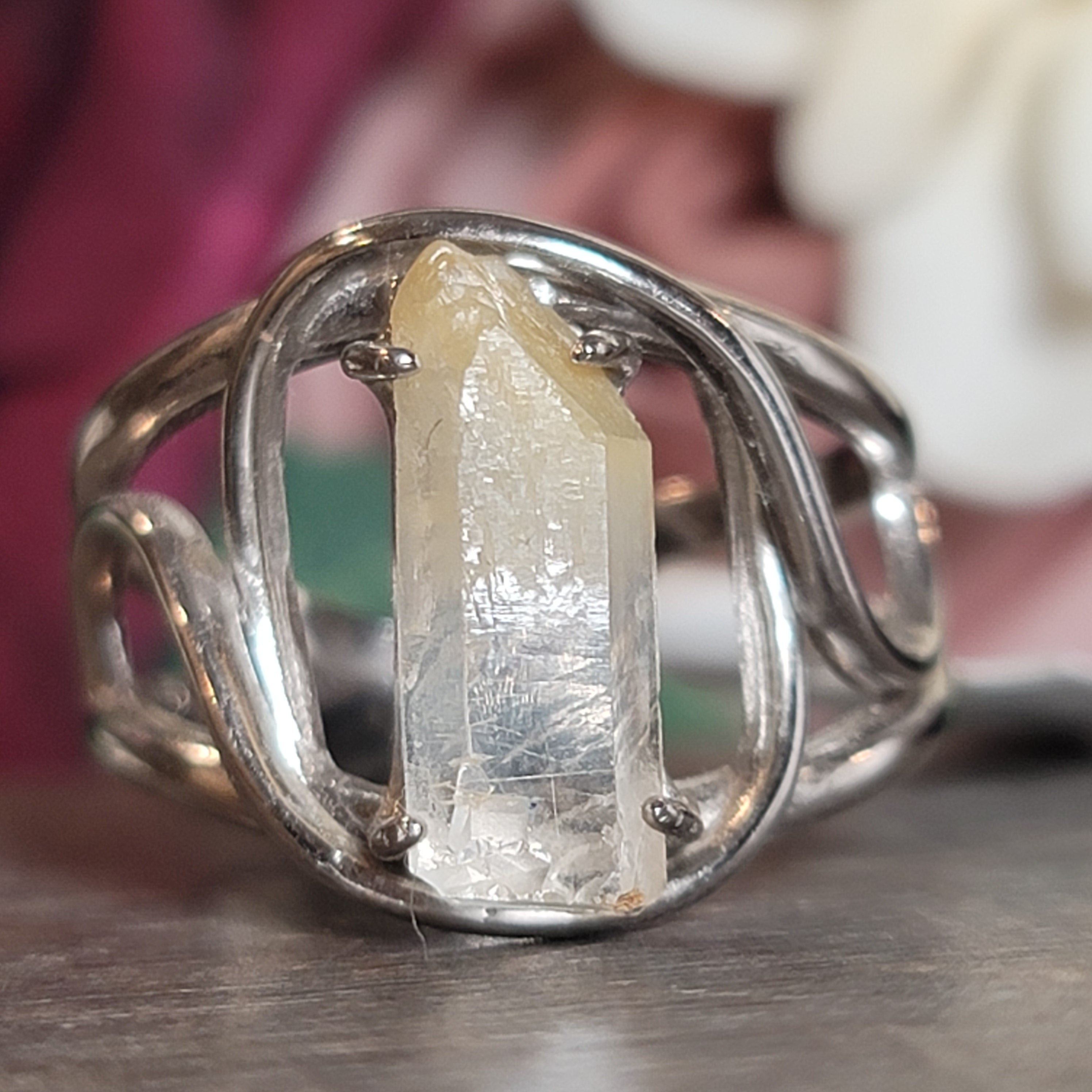 Mango Quartz Cuff Ring for Healing, Manifestation and New Beginnings