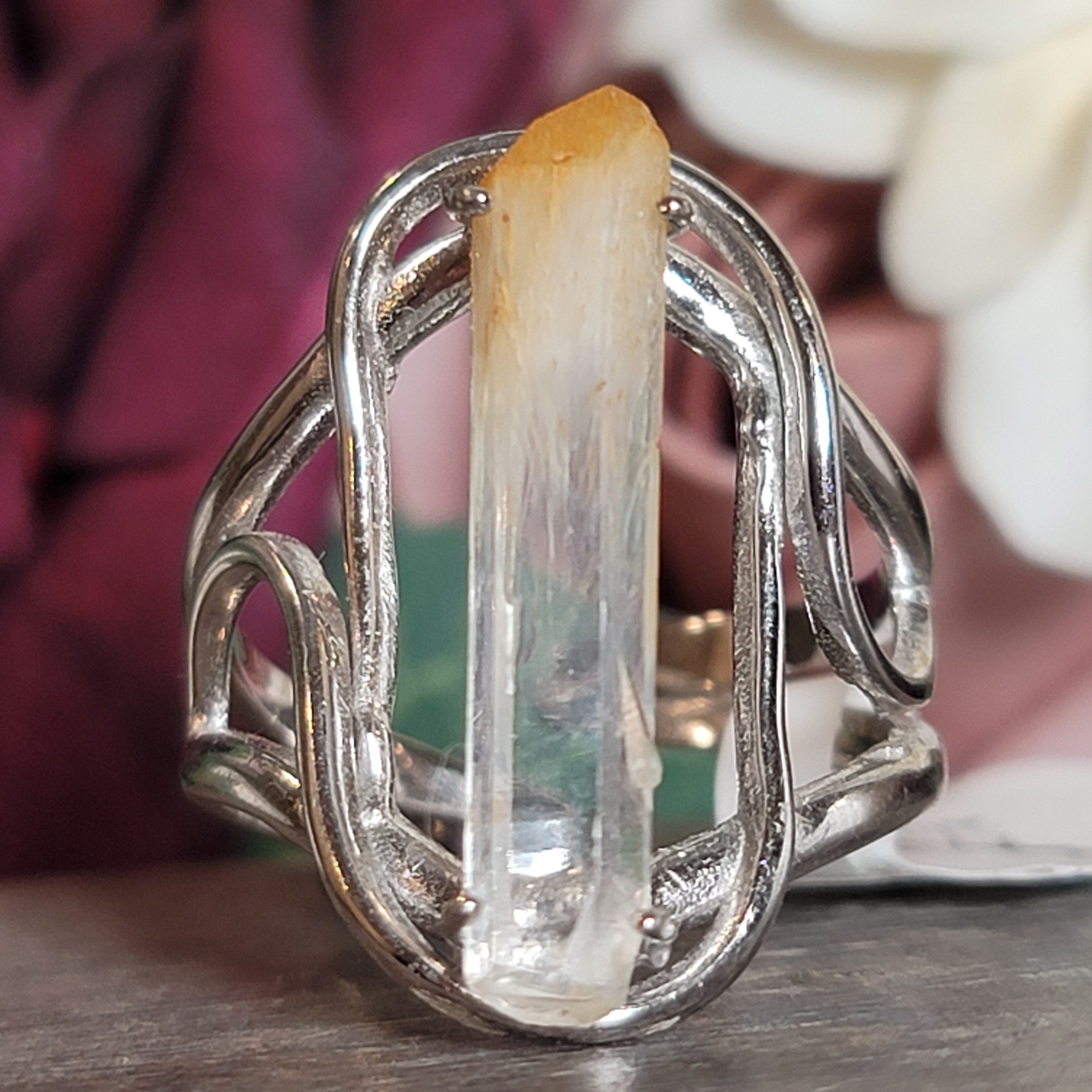 Mango Quartz Cuff Ring for Healing, Manifestation and New Beginnings