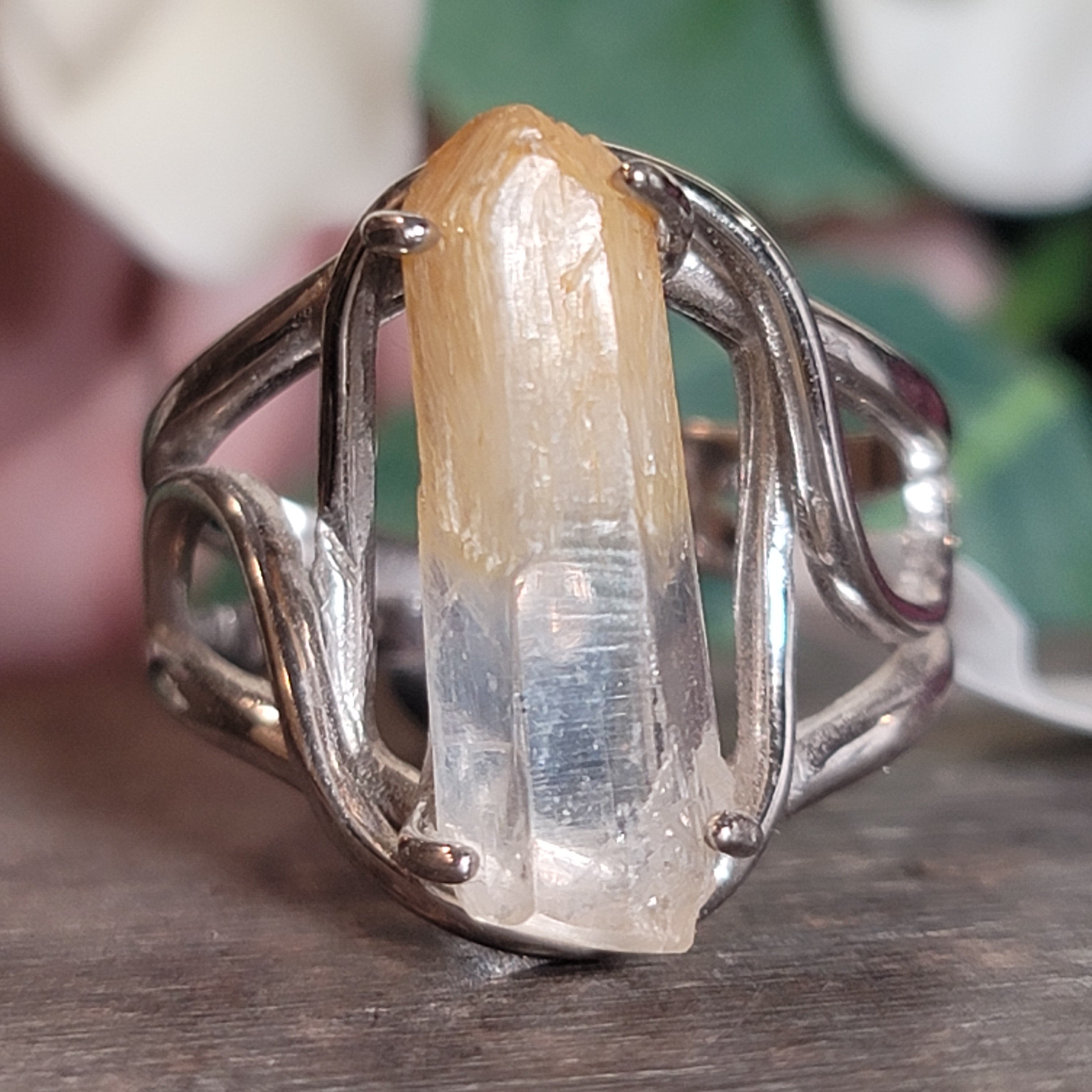 Mango Quartz Cuff Ring for Healing, Manifestation and New Beginnings