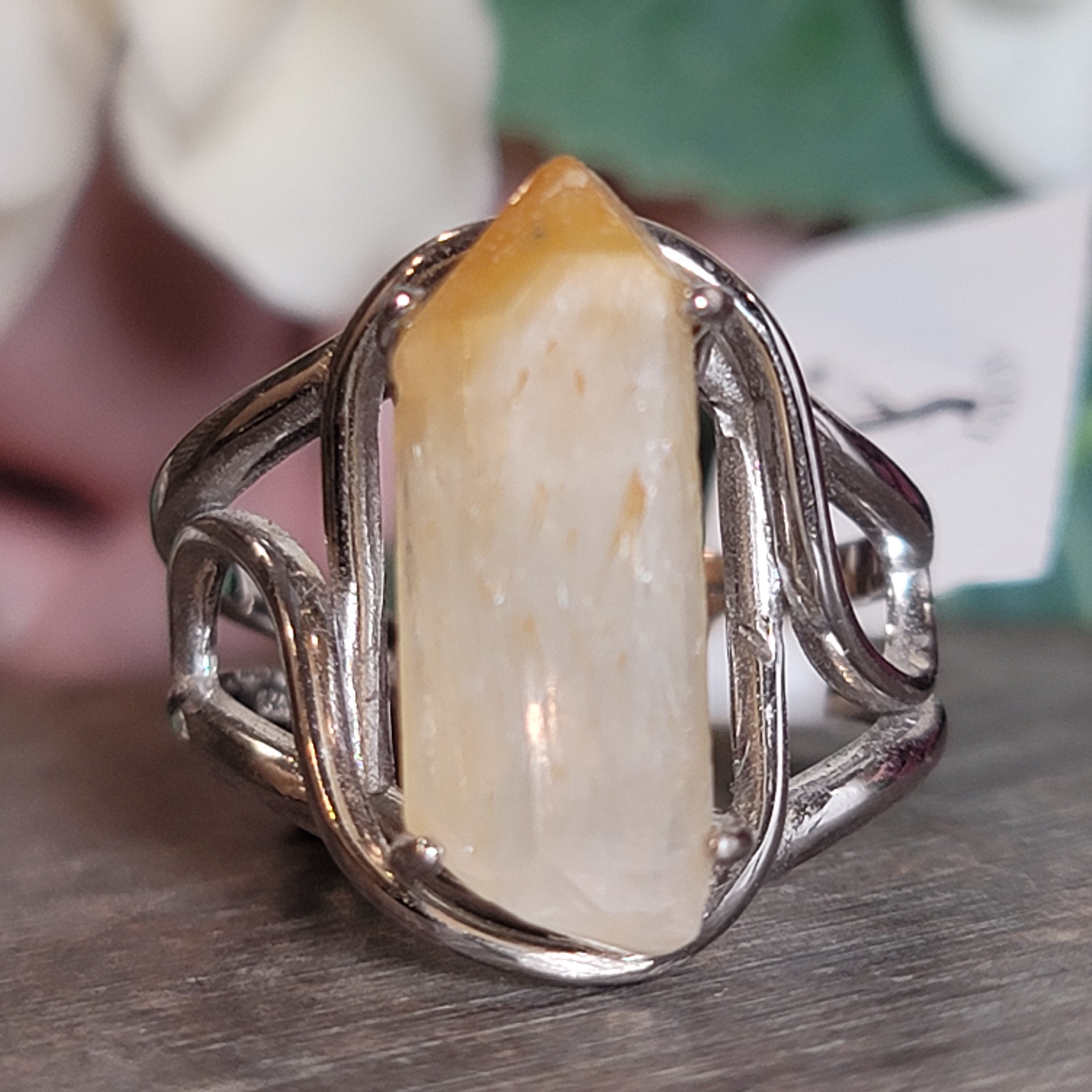 Mango Quartz Cuff Ring for Healing, Manifestation and New Beginnings