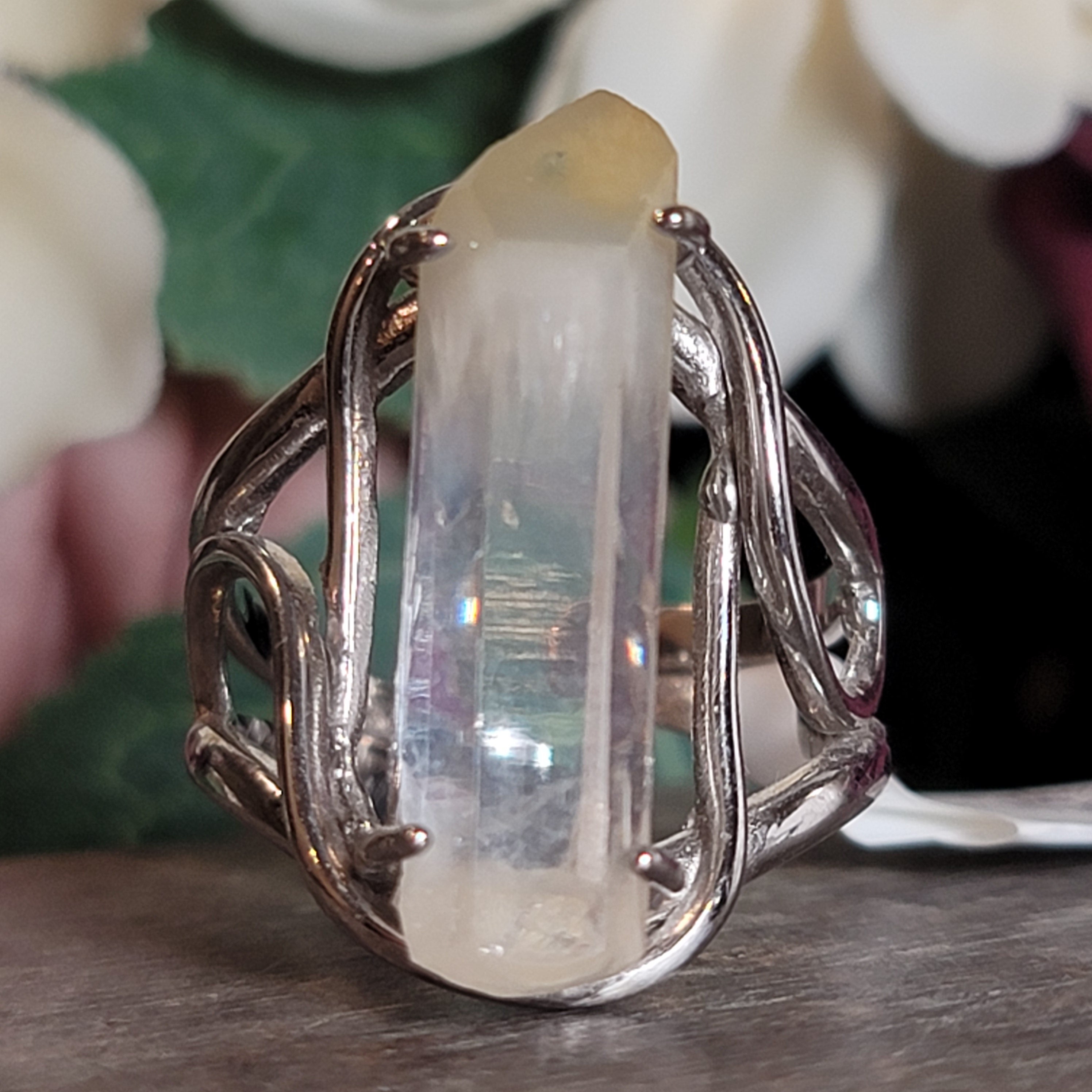 Mango Quartz Cuff Ring for Healing, Manifestation and New Beginnings