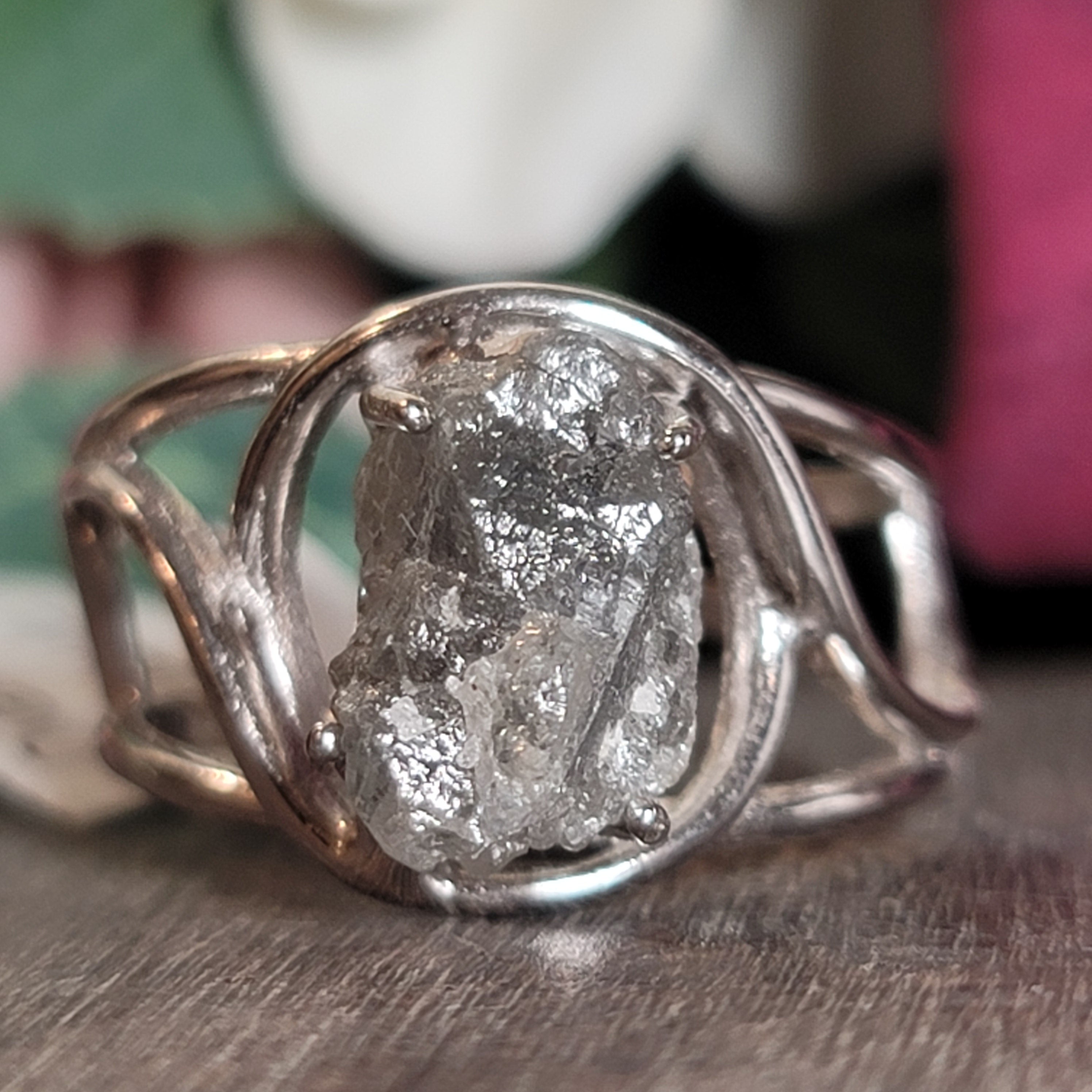 Diamond Specimen Cuff Ring Ring .925 Silver