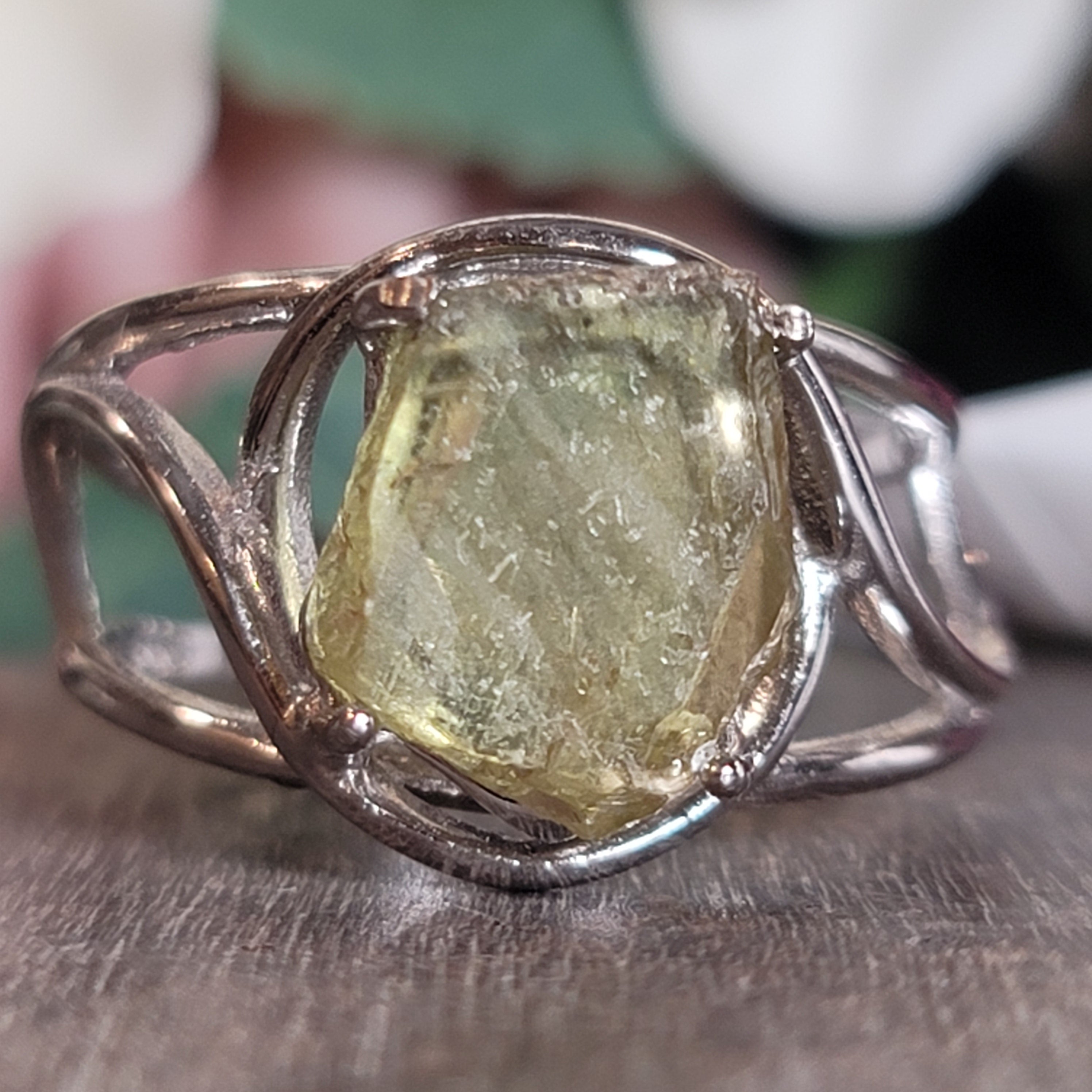 Sphene Adjustable Cuff Ring .925 Silver for Revitalizing your Life Force Energy and Accelerates Manifestations