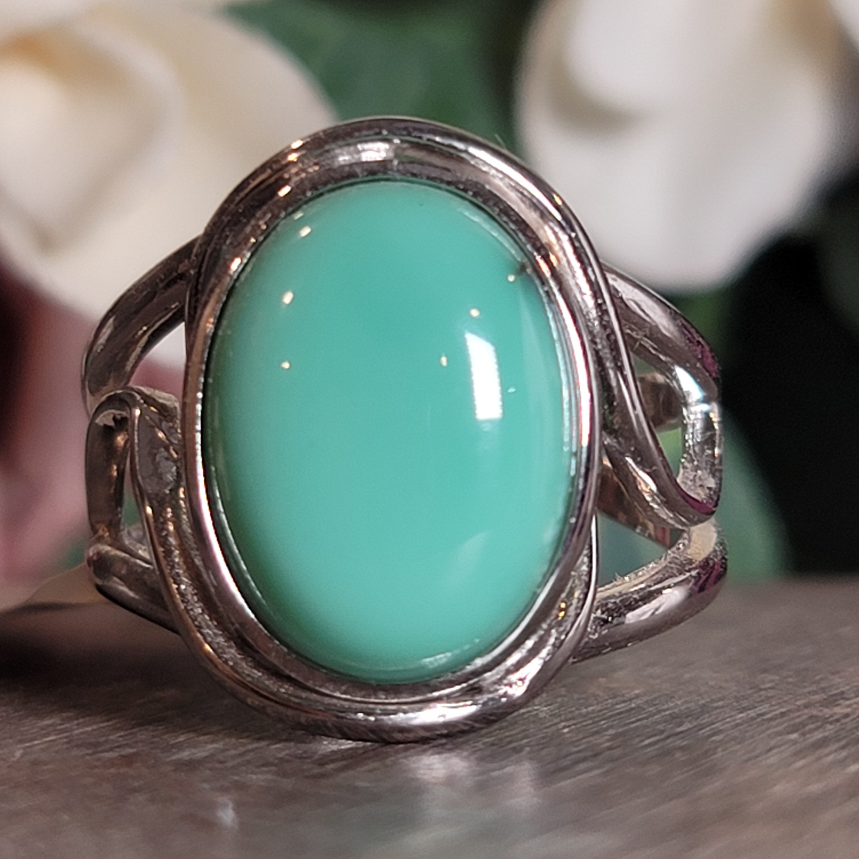 New Lander Variscite Adjustable Cuff Ring .925 Silver for Emotional Healing, Joy, Love and Prosperity