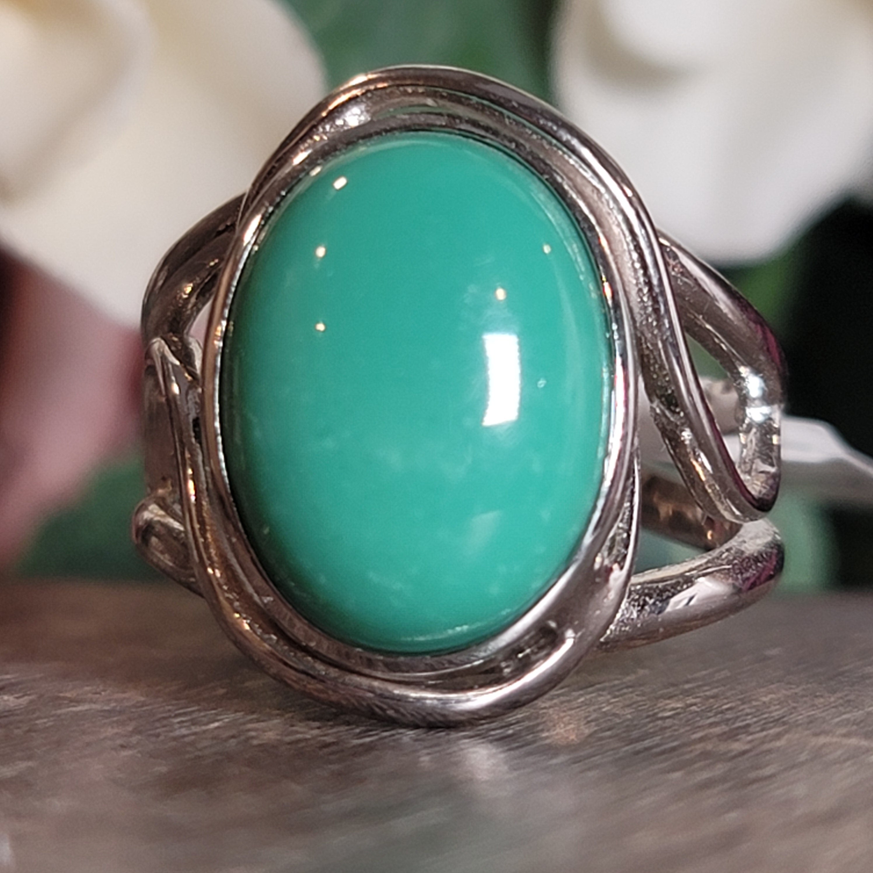 New Lander Variscite Adjustable Cuff Ring .925 Silver for Emotional Healing, Joy, Love and Prosperity