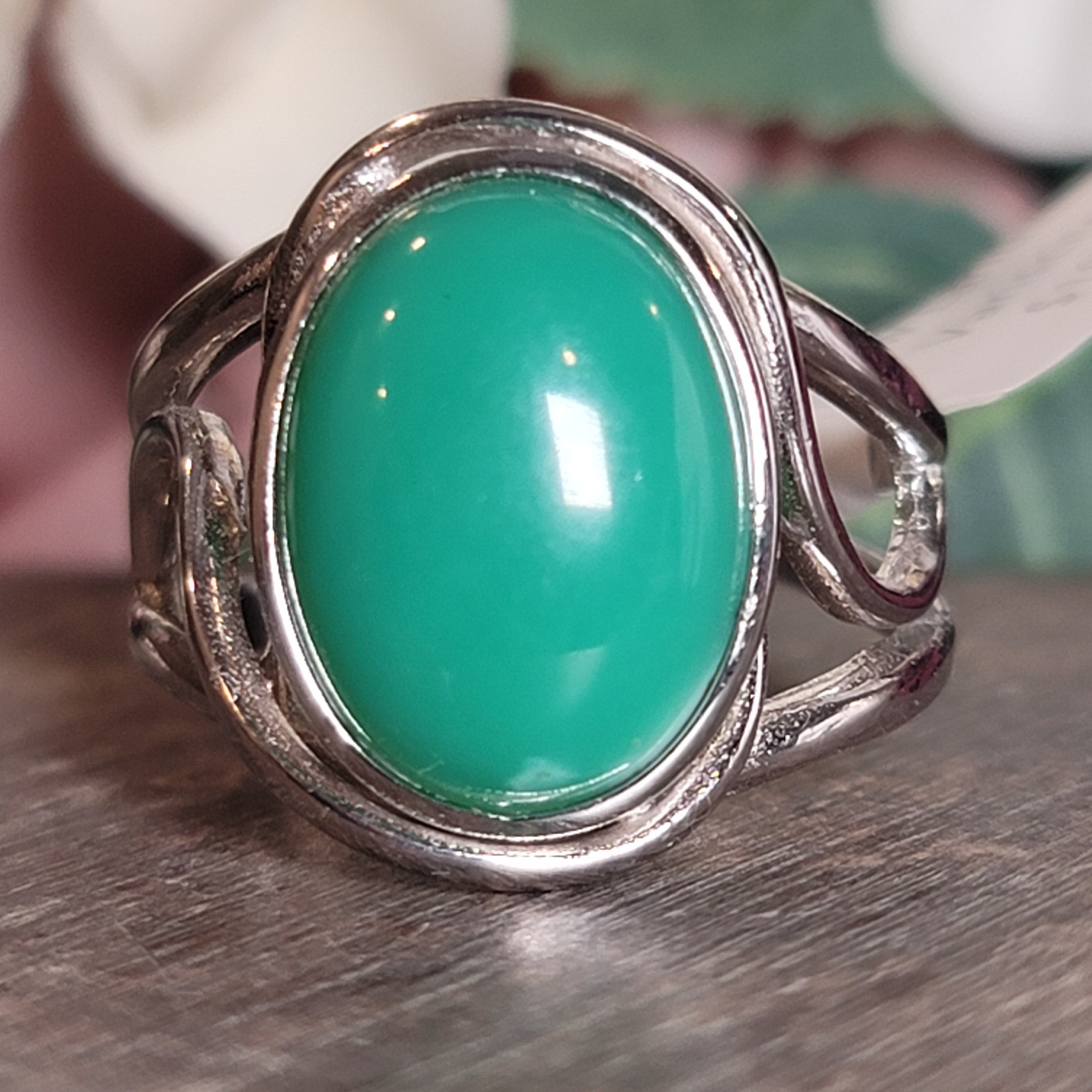 New Lander Variscite Adjustable Cuff Ring .925 Silver for Emotional Healing, Joy, Love and Prosperity