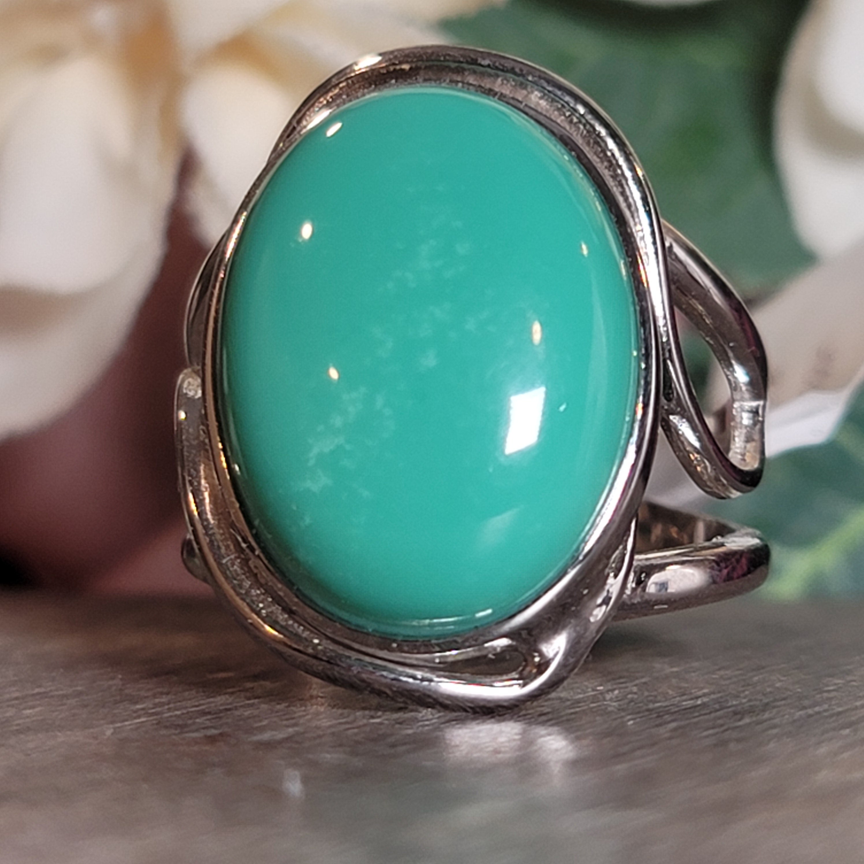 New Lander Variscite Adjustable Cuff Ring .925 Silver for Emotional Healing, Joy, Love and Prosperity