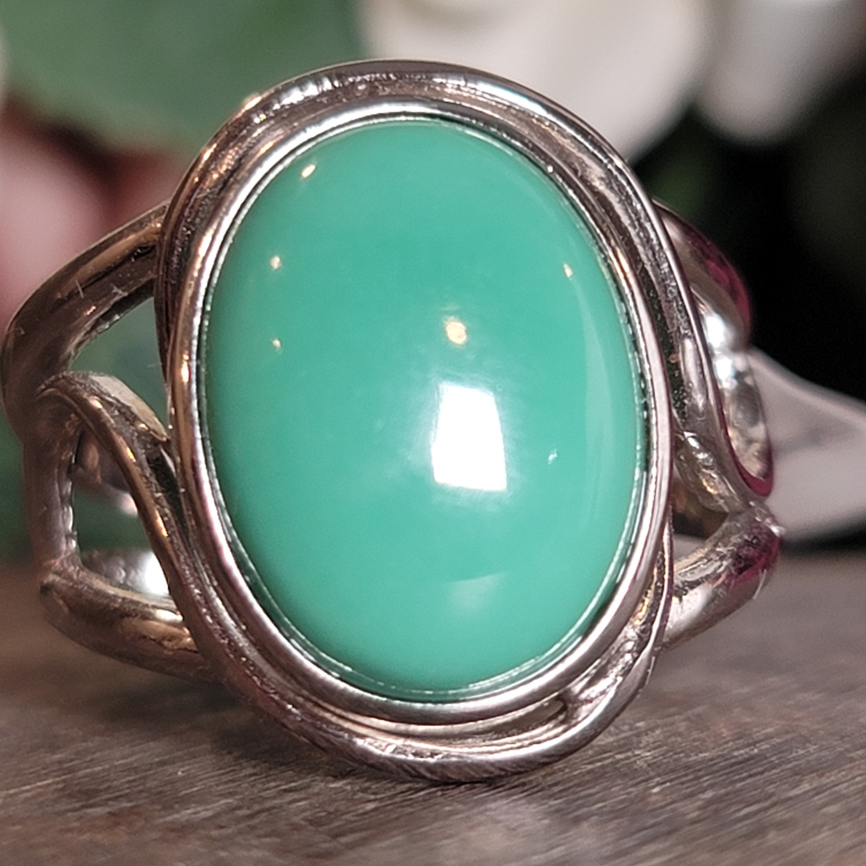 New Lander Variscite Adjustable Cuff Ring .925 Silver for Emotional Healing, Joy, Love and Prosperity