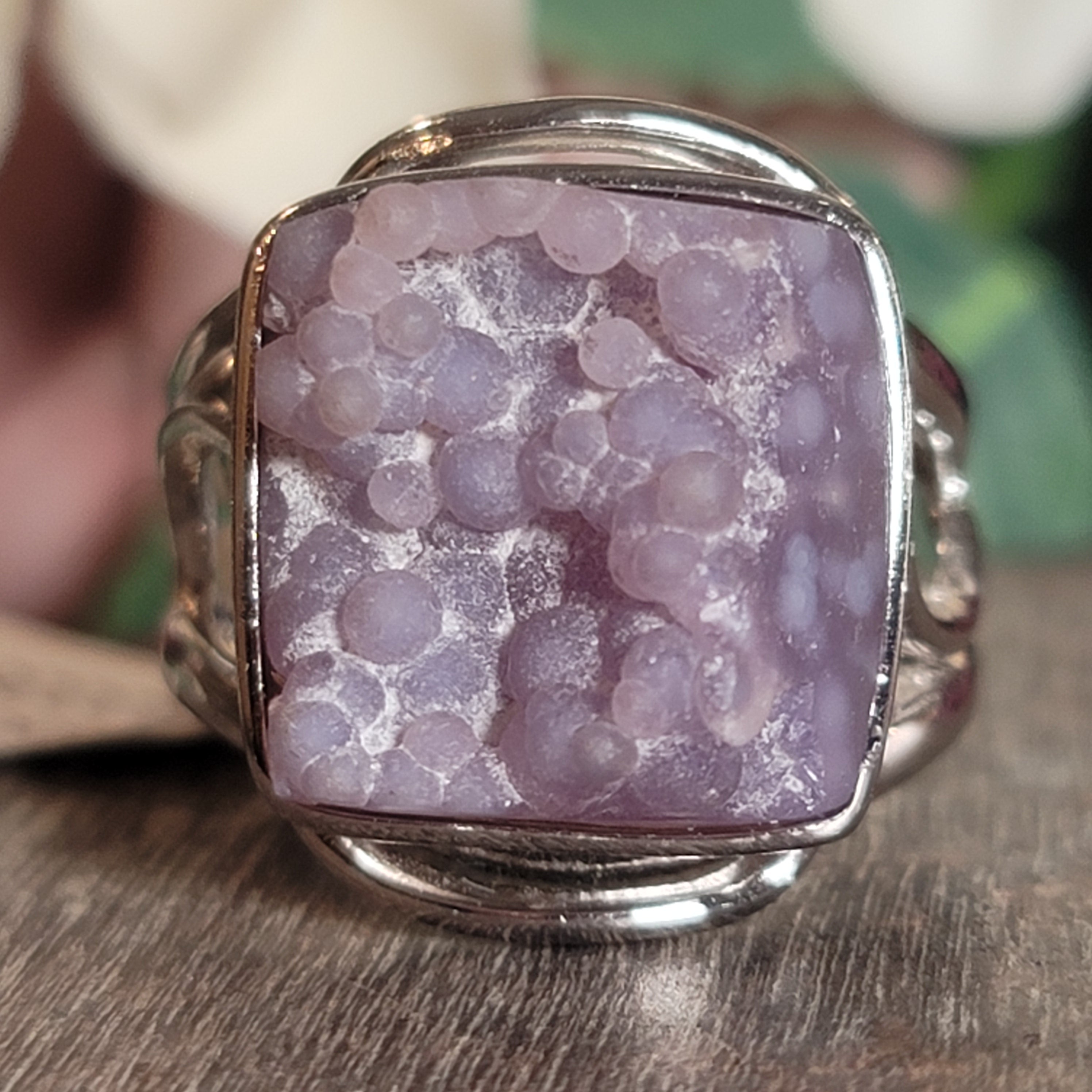 Grape Agate Ring Cuff, Adjustable Ring .925 Silver for Attracting Soul Mates and Enhancing your Intuitive Gifts