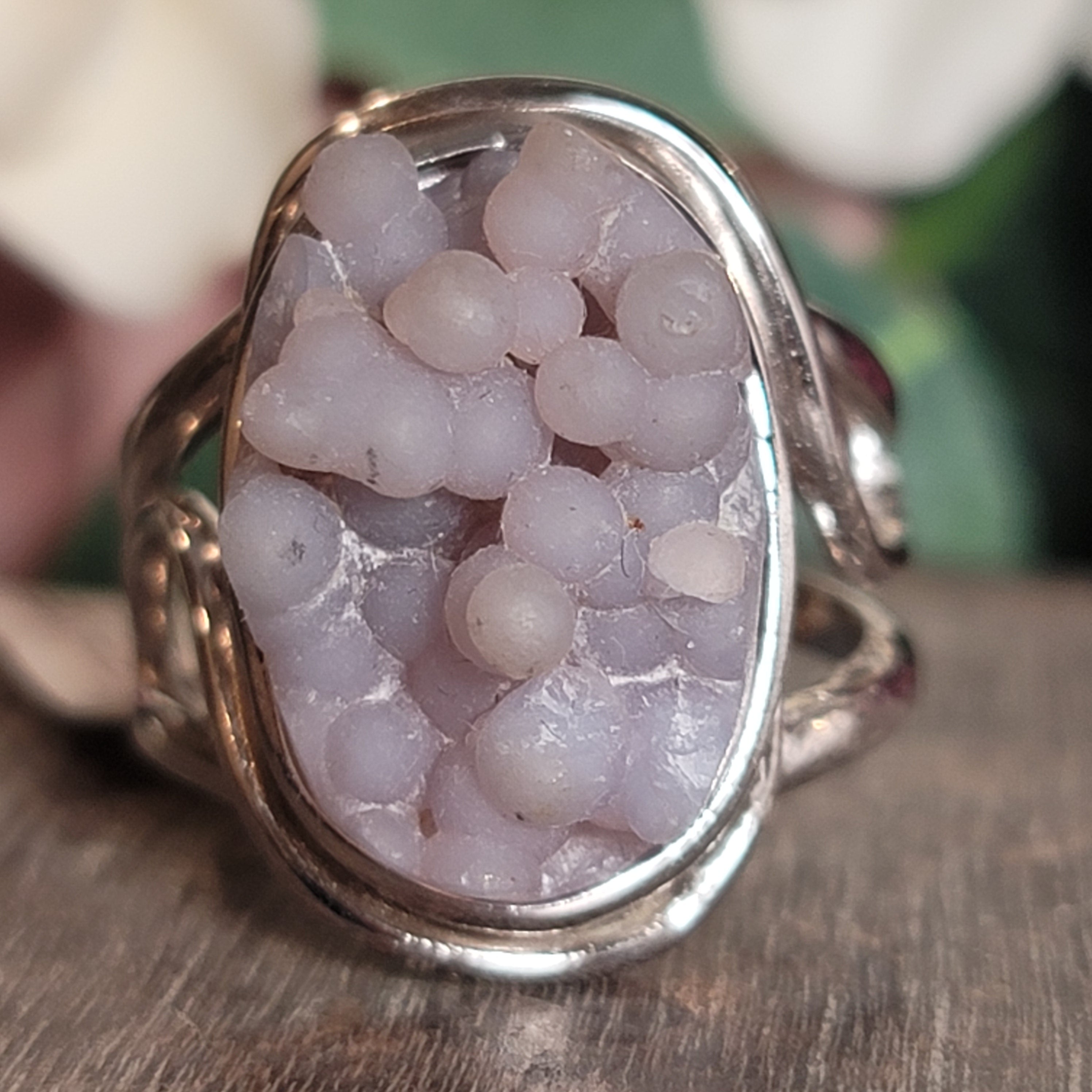 Grape Agate Ring Cuff, Adjustable Ring .925 Silver for Attracting Soul Mates and Enhancing your Intuitive Gifts