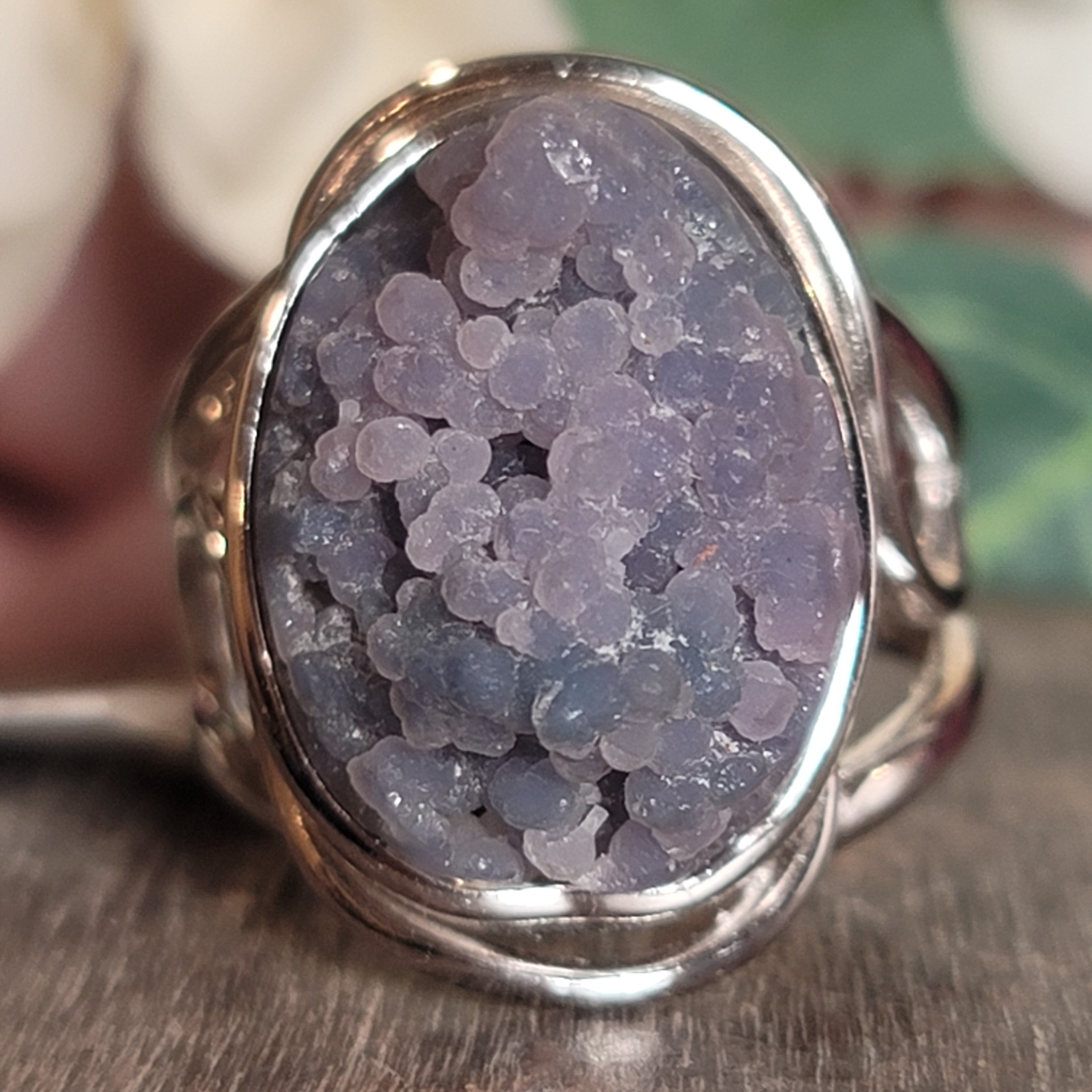 Grape Agate Ring Cuff, Adjustable Ring .925 Silver for Attracting Soul Mates and Enhancing your Intuitive Gifts